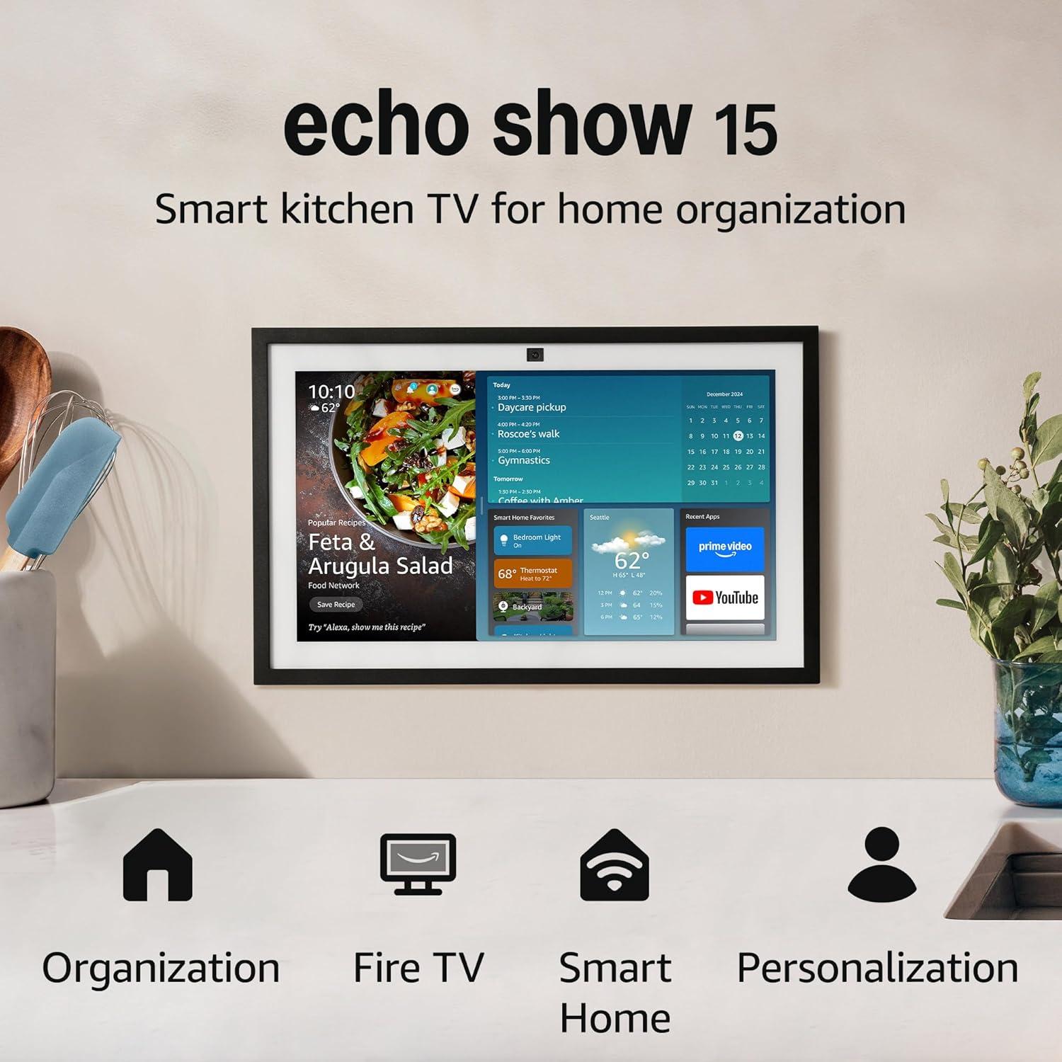 imageAmazon Echo Show 21 newest model Full HD 21quot kitchen hub for home organization with builtin Fire TV and Alexa15inch