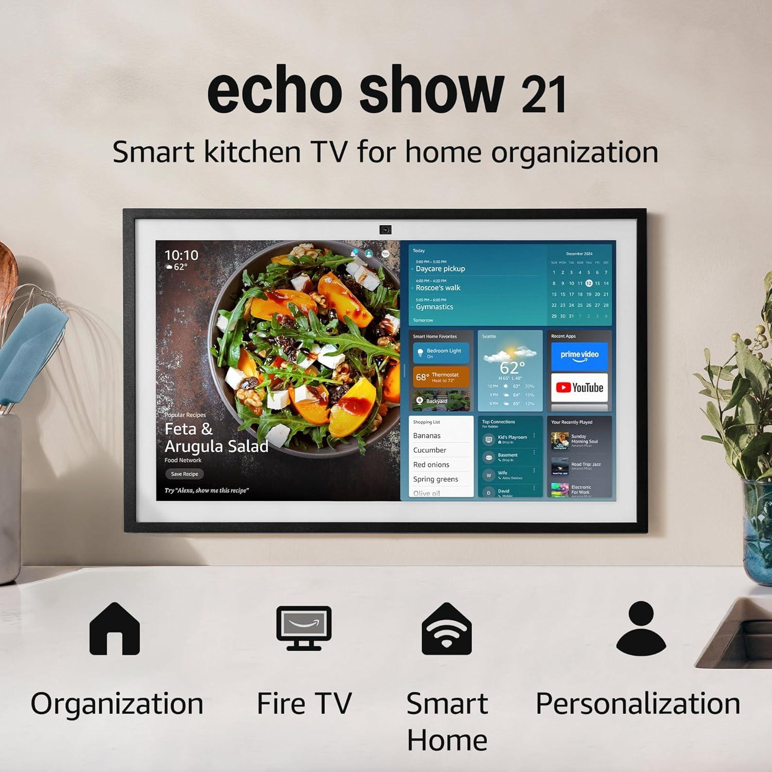 imageAmazon Echo Show 21 newest model Full HD 21quot kitchen hub for home organization with builtin Fire TV and Alexa21inch