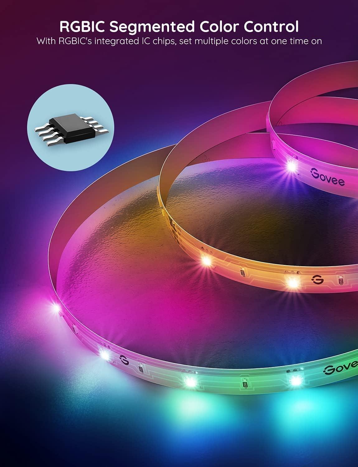 imageGovee 100ft RGBIC LED Strip Lights Smart LED Lights Work with Alexa and Google Assistant LED Lights for Bedroom WiFi App Control Segmented DIY Multiple Colors Color Changing Light 2 x 50ft328ft