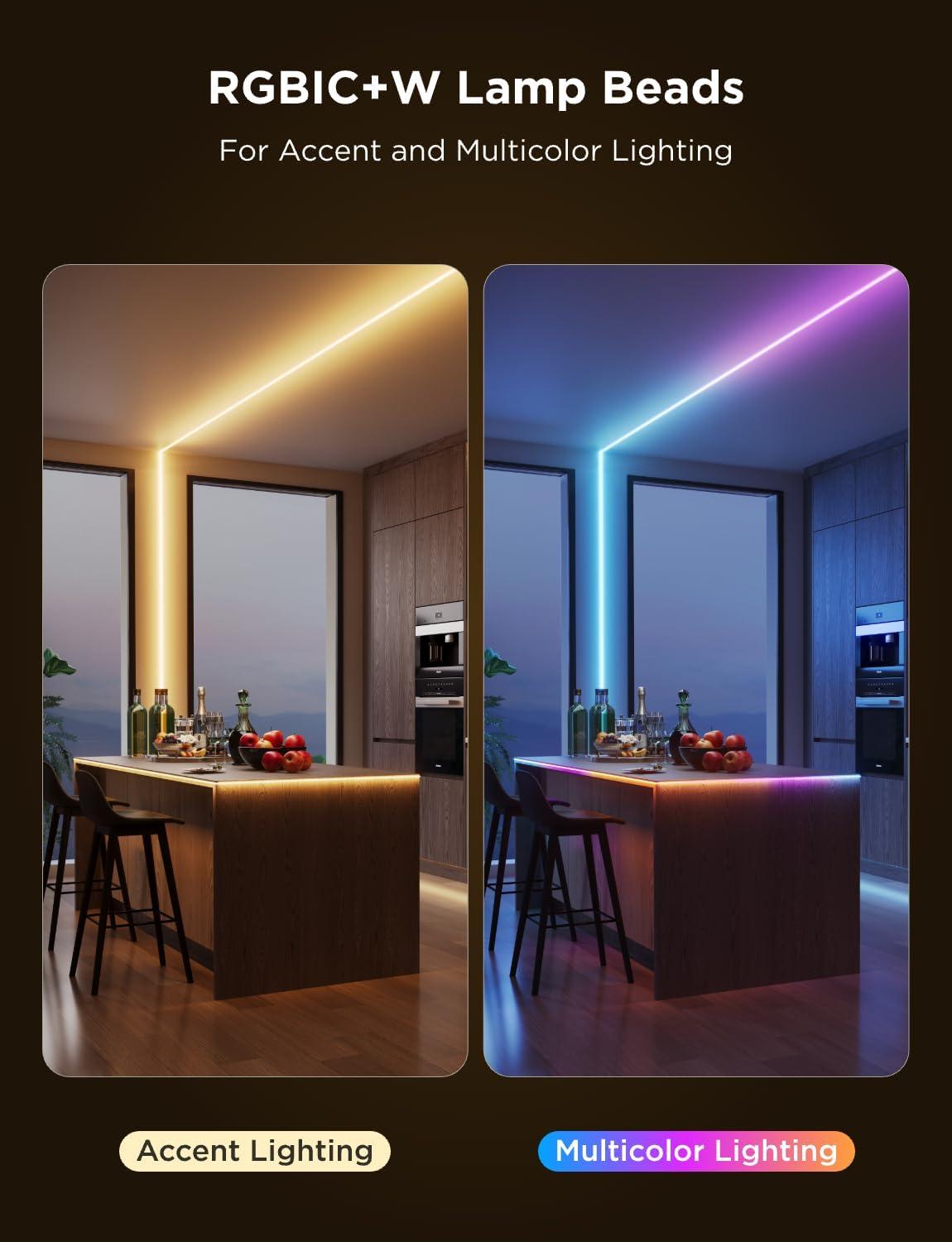 imageGovee COB LED Strip Light Pro LED Lights for Bedroom Compatible with Alexa Google Assistant and Matter RGBICW Light with Warm White Smart Strip Light LED Lights for Bedroom Color Changing 98ft164ft