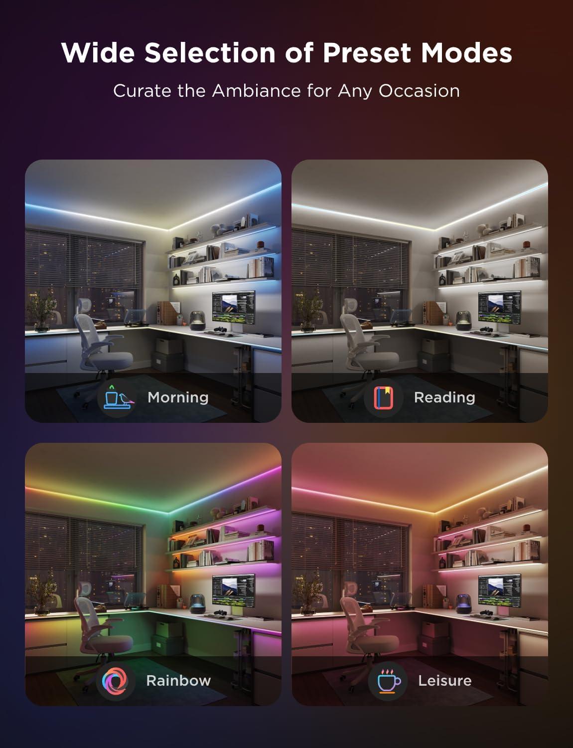 imageGovee COB LED Strip Light Pro LED Lights for Bedroom Compatible with Alexa Google Assistant and Matter RGBICW Light with Warm White Smart Strip Light LED Lights for Bedroom Color Changing 98ft164ft
