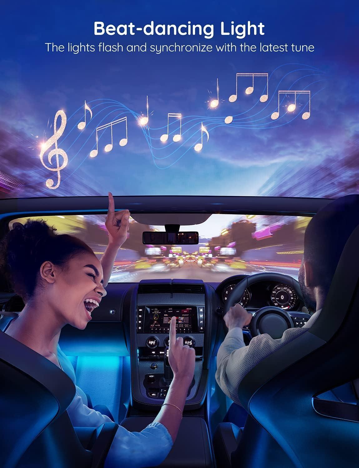 imageGovee Car LED Lights Smart Car Interior Lights with App Control RGB Lights with DIY Mode and Music Mode 2 Lines Design LED Lights for Cars with Car Charger 12V