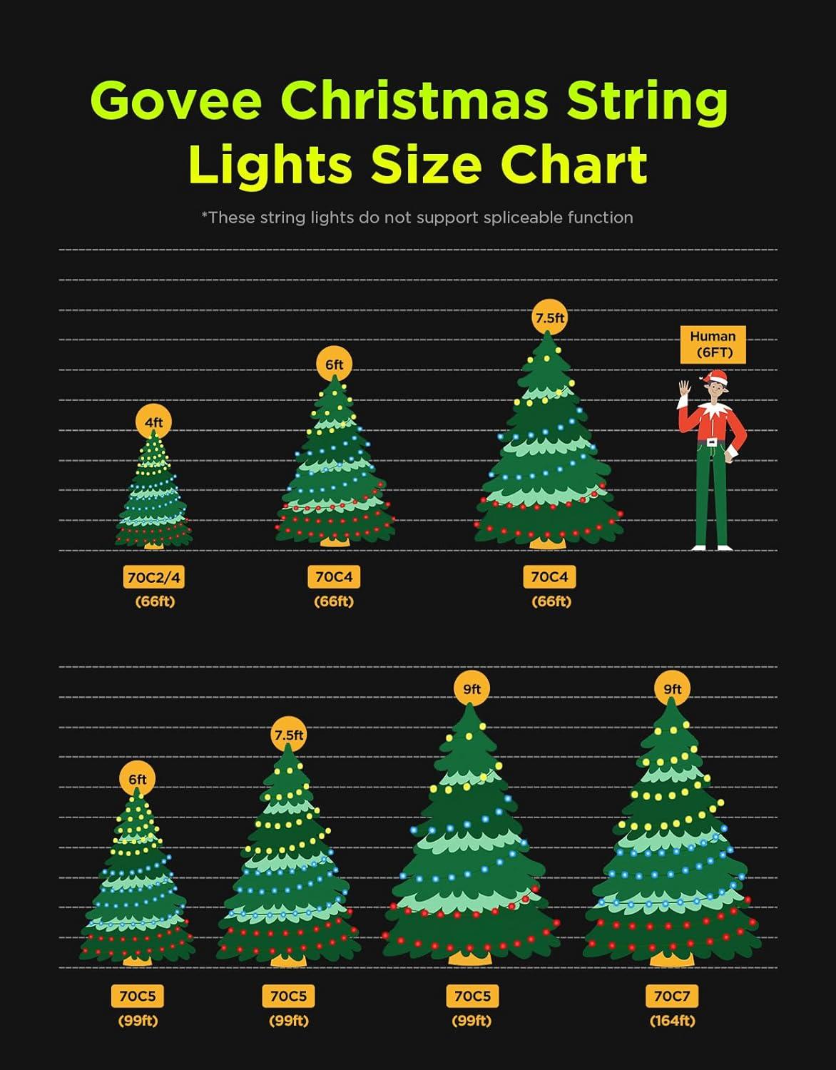 imageGovee Christmas Lights 2 RGBWIC 99FT 300LEDs Holiday String Lights with Shape Mapping Function Smart LED Decoration for Indoor Outdoor Tree 130 Preset Scenes Voice and APP Control Green WireGreen