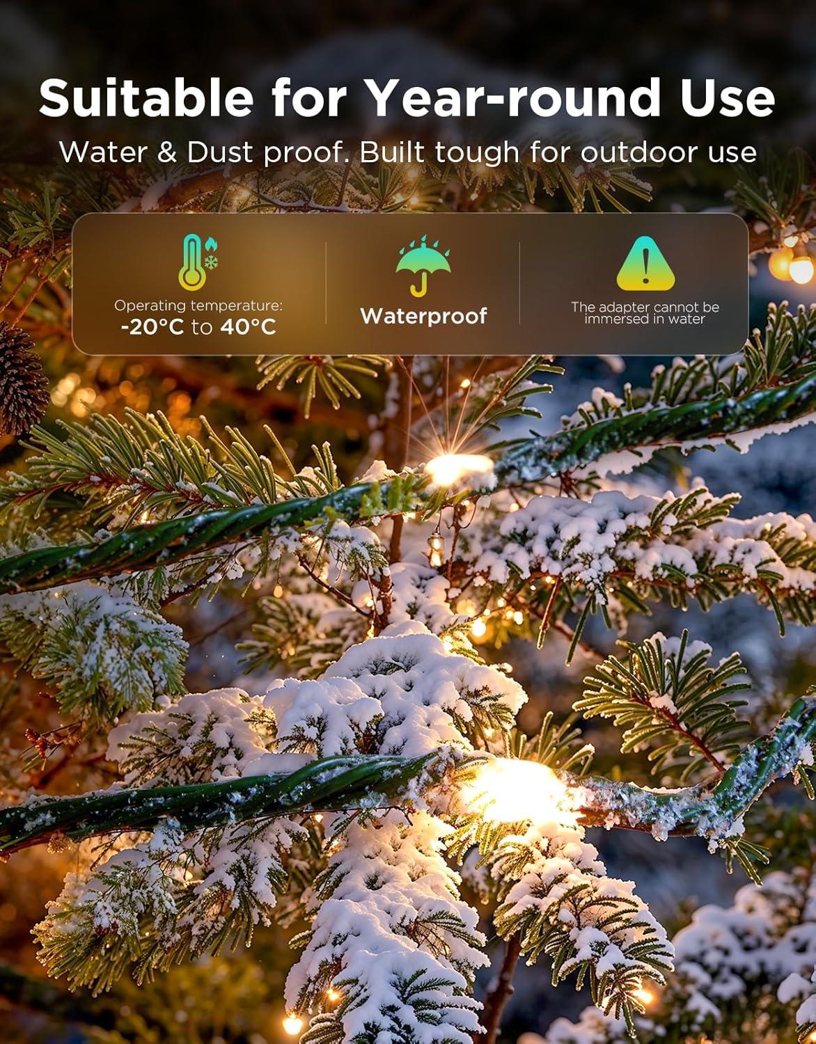 imageGovee Christmas Lights 2 RGBWIC 99FT 300LEDs Holiday String Lights with Shape Mapping Function Smart LED Decoration for Indoor Outdoor Tree 130 Preset Scenes Voice and APP Control Green WireGreen