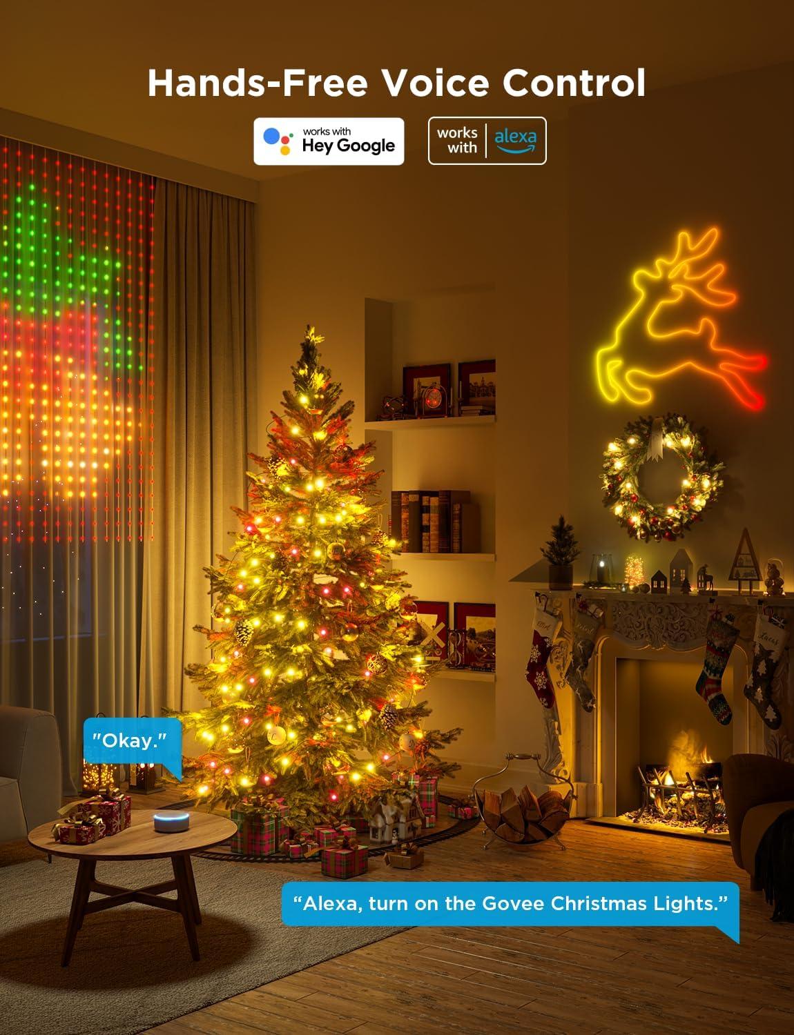 imageGovee Christmas Lights 66ft Smart RGBIC String Lights AppControlled 125 Scene Modes IP65 Waterproof Sync with Music Works with Alexa Holiday Party Decorations Indoor Outdoor66ft