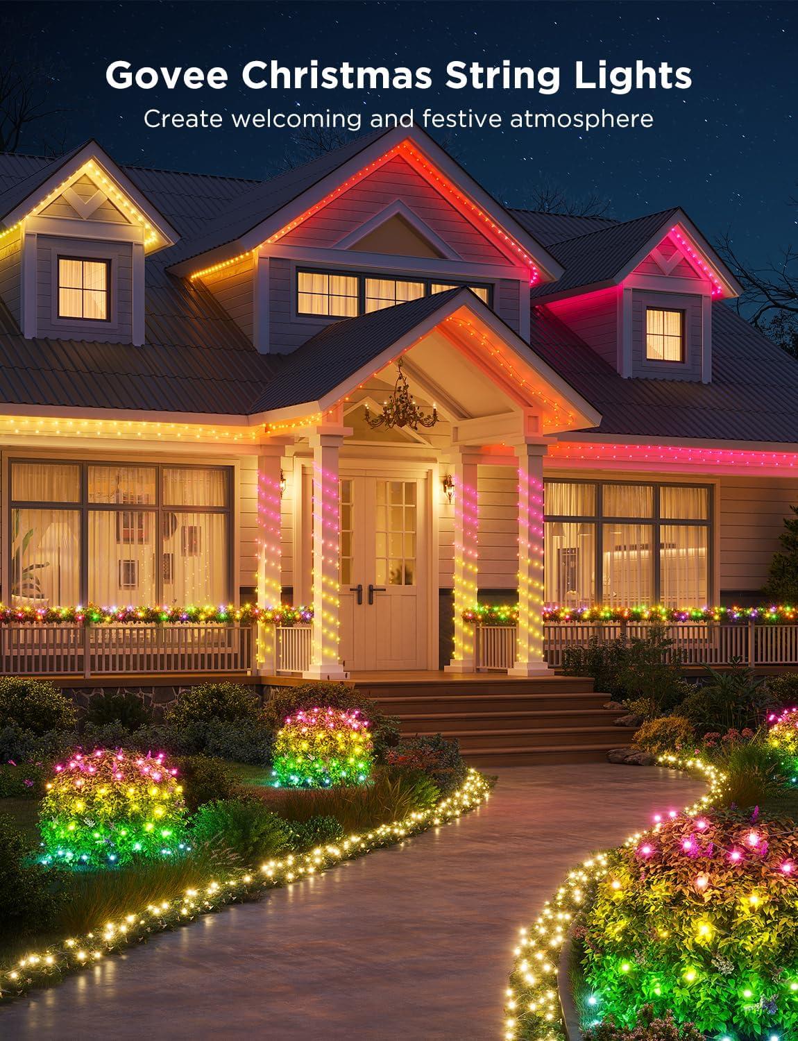 imageGovee Christmas Lights 66ft Smart RGBIC String Lights AppControlled 125 Scene Modes IP65 Waterproof Sync with Music Works with Alexa Holiday Party Decorations Indoor Outdoor66ft
