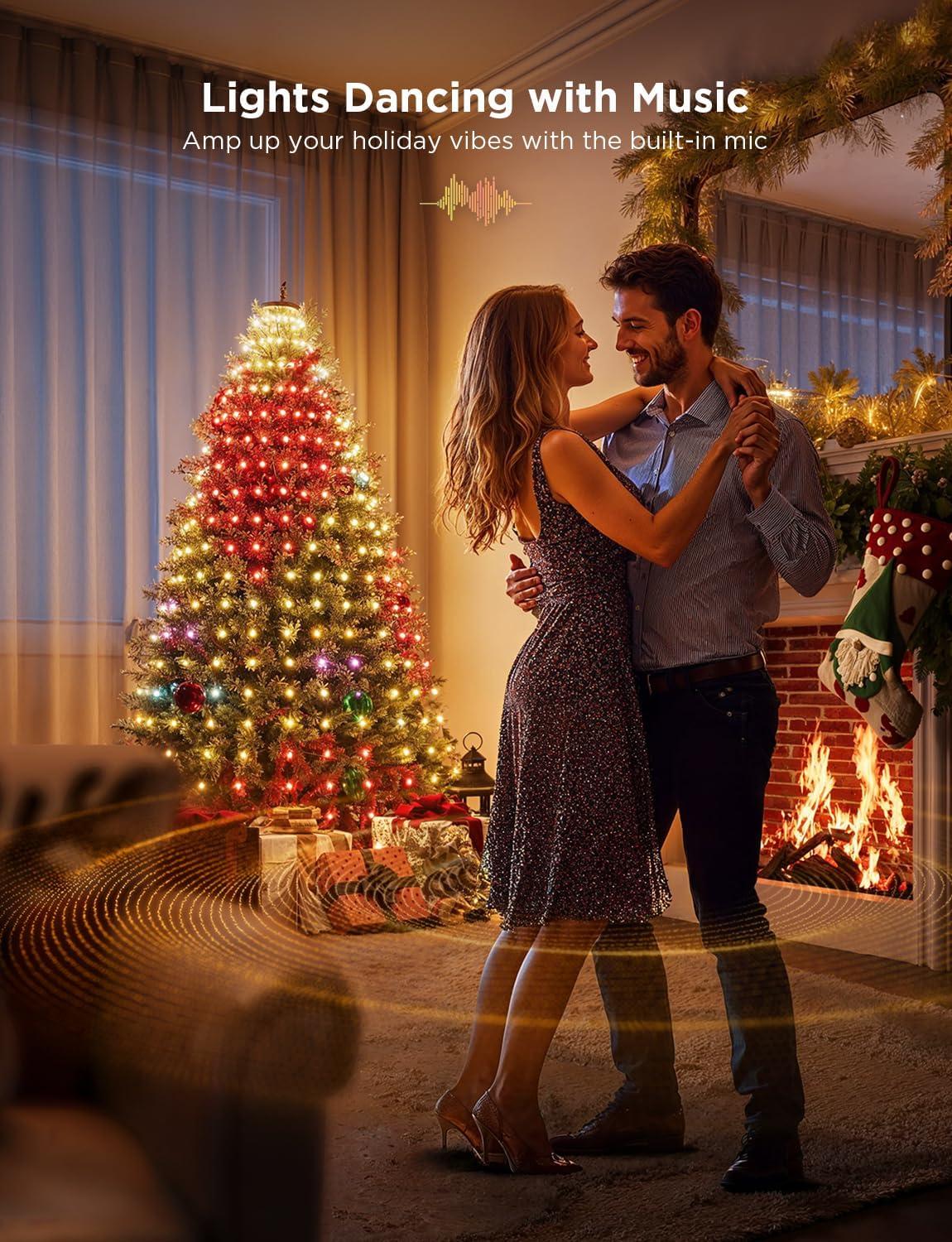 imageGovee Christmas Tree Lights Smart RGBIC 480 LEDs Christmas Lights Outdoor 66ft  24 String Lights for Holiday Decor IP65 Waterproof Music Sync Voice Control 60 Scene Modes Green Wire
