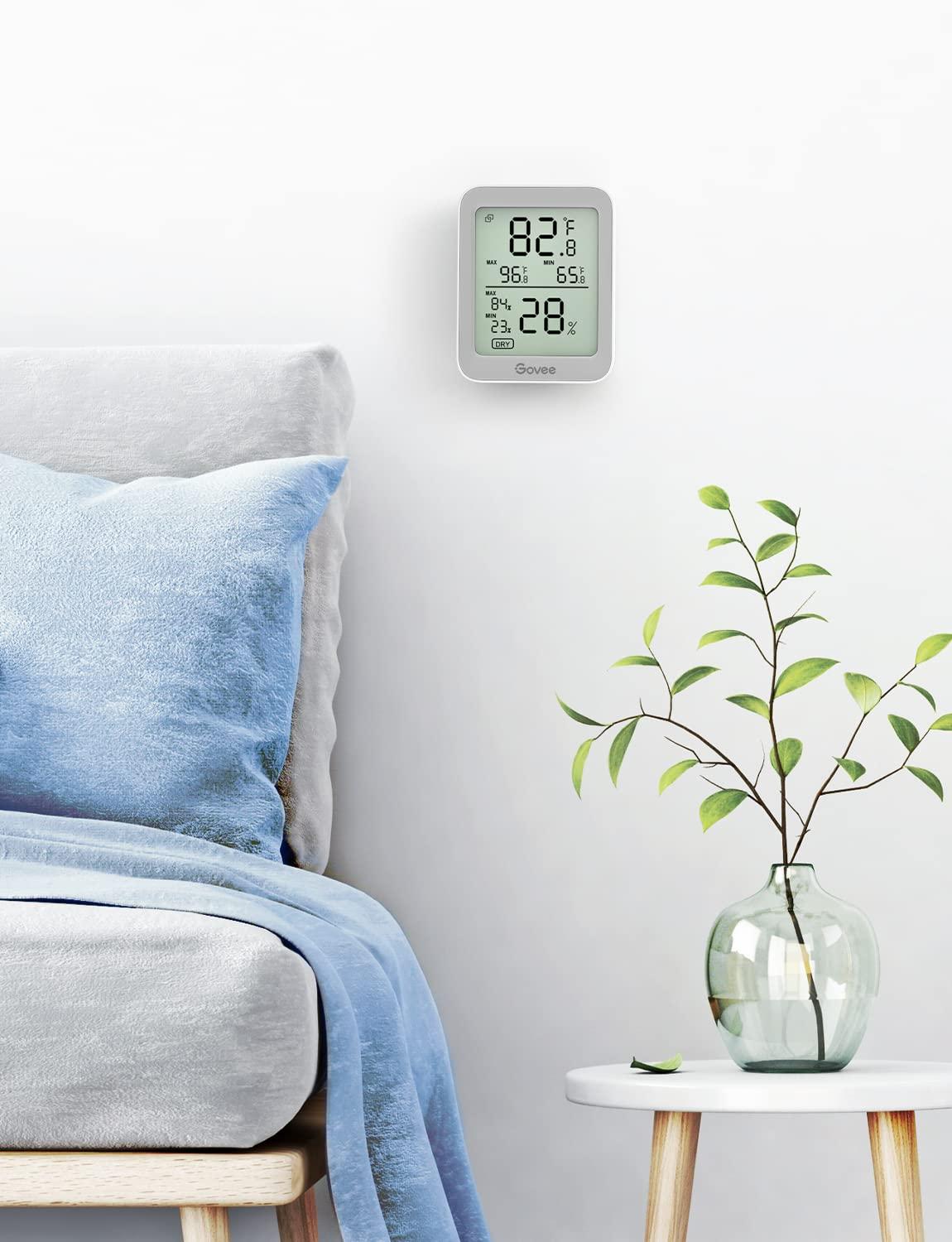 imageGovee Digital Hygrometer Indoor Thermometer Room H5075 Bluetooth Temperature Humidity Meter with 164ft Remote App Control Notification Alerts 2 Years Data Storage Export for Bedroom Wine CellarGrey