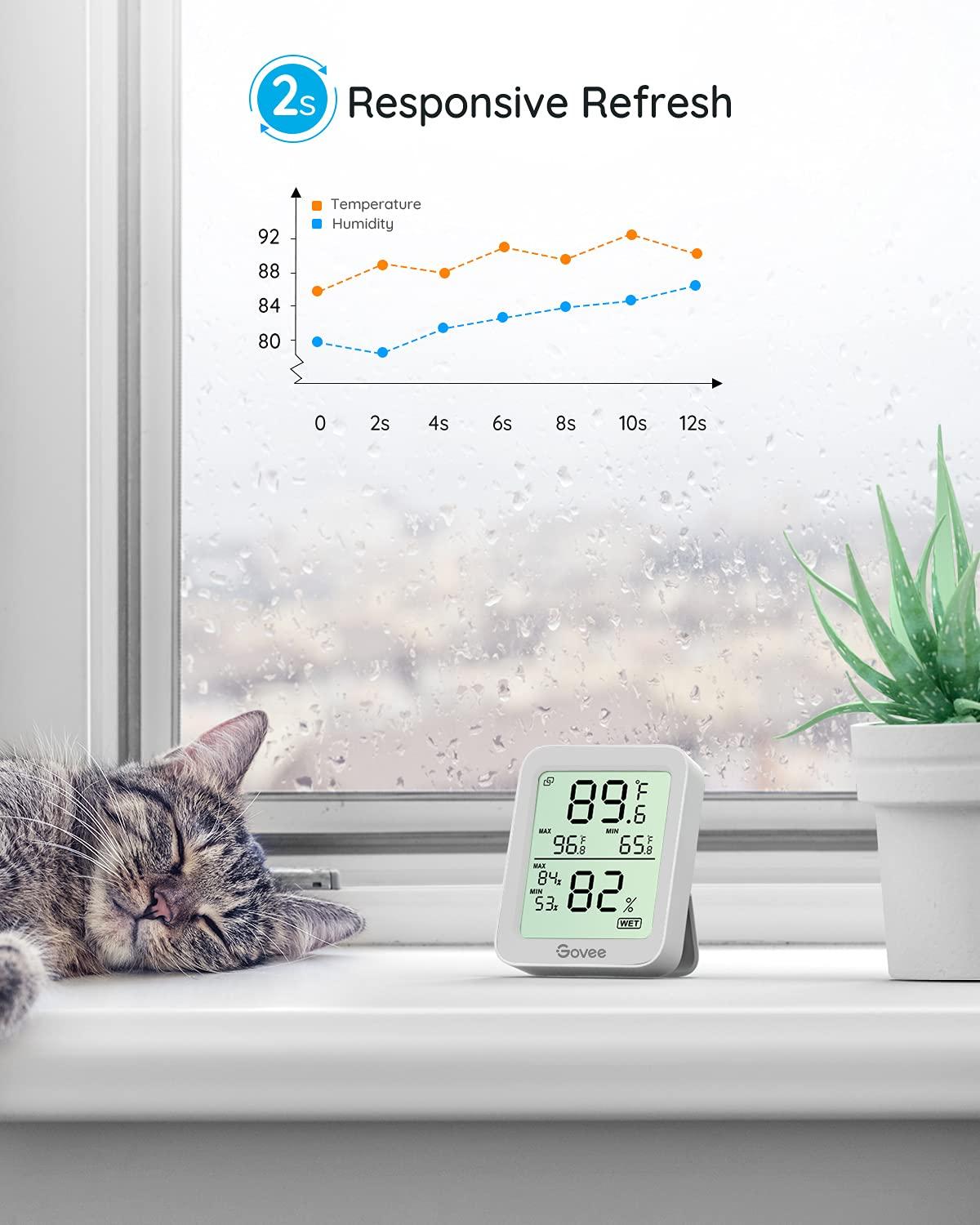 imageGovee Digital Hygrometer Indoor Thermometer Room H5075 Bluetooth Temperature Humidity Meter with 164ft Remote App Control Notification Alerts 2 Years Data Storage Export for Bedroom Wine CellarGrey