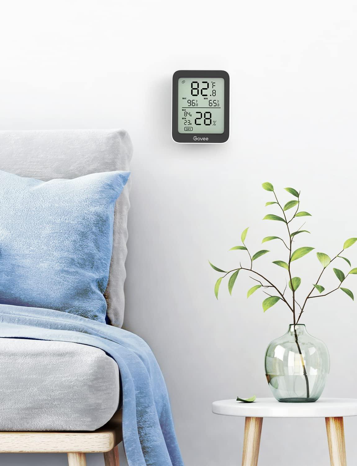 imageGovee Digital Hygrometer Indoor Thermometer Room H5075 Bluetooth Temperature Humidity Meter with 164ft Remote App Control Notification Alerts 2 Years Data Storage Export for Bedroom Wine CellarBlack