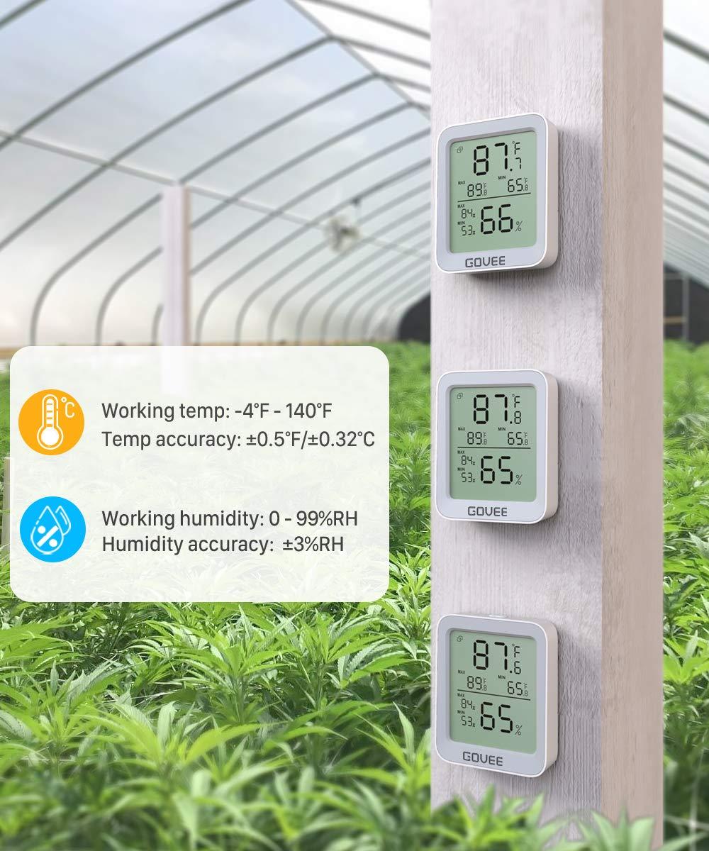 imageGovee Digital Hygrometer Indoor Thermometer Room H5075 Bluetooth Temperature Humidity Meter with 164ft Remote App Control Notification Alerts 2 Years Data Storage Export for Bedroom Wine CellarGrey