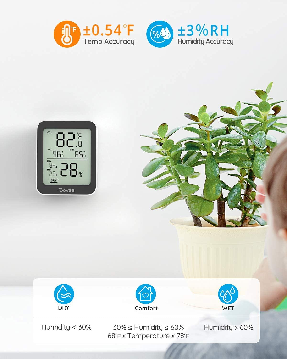 imageGovee Digital Hygrometer Indoor Thermometer Room H5075 Bluetooth Temperature Humidity Meter with 164ft Remote App Control Notification Alerts 2 Years Data Storage Export for Bedroom Wine CellarBlack