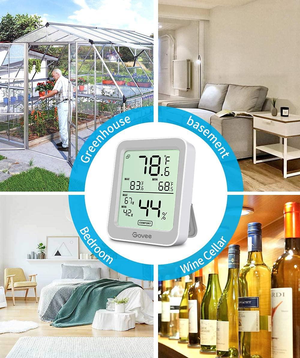 imageGovee Digital Hygrometer Indoor Thermometer Room H5075 Bluetooth Temperature Humidity Meter with 164ft Remote App Control Notification Alerts 2 Years Data Storage Export for Bedroom Wine CellarGrey