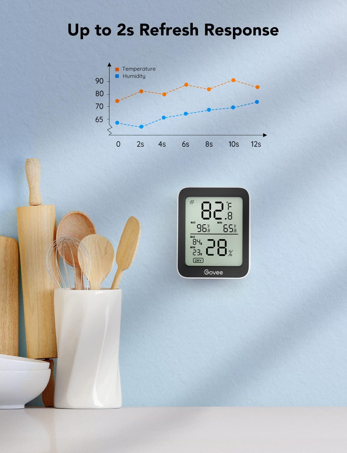 imageGovee Digital Hygrometer Indoor Thermometer Room H5075 Bluetooth Temperature Humidity Meter with 164ft Remote App Control Notification Alerts 2 Years Data Storage Export for Bedroom Wine CellarBlack