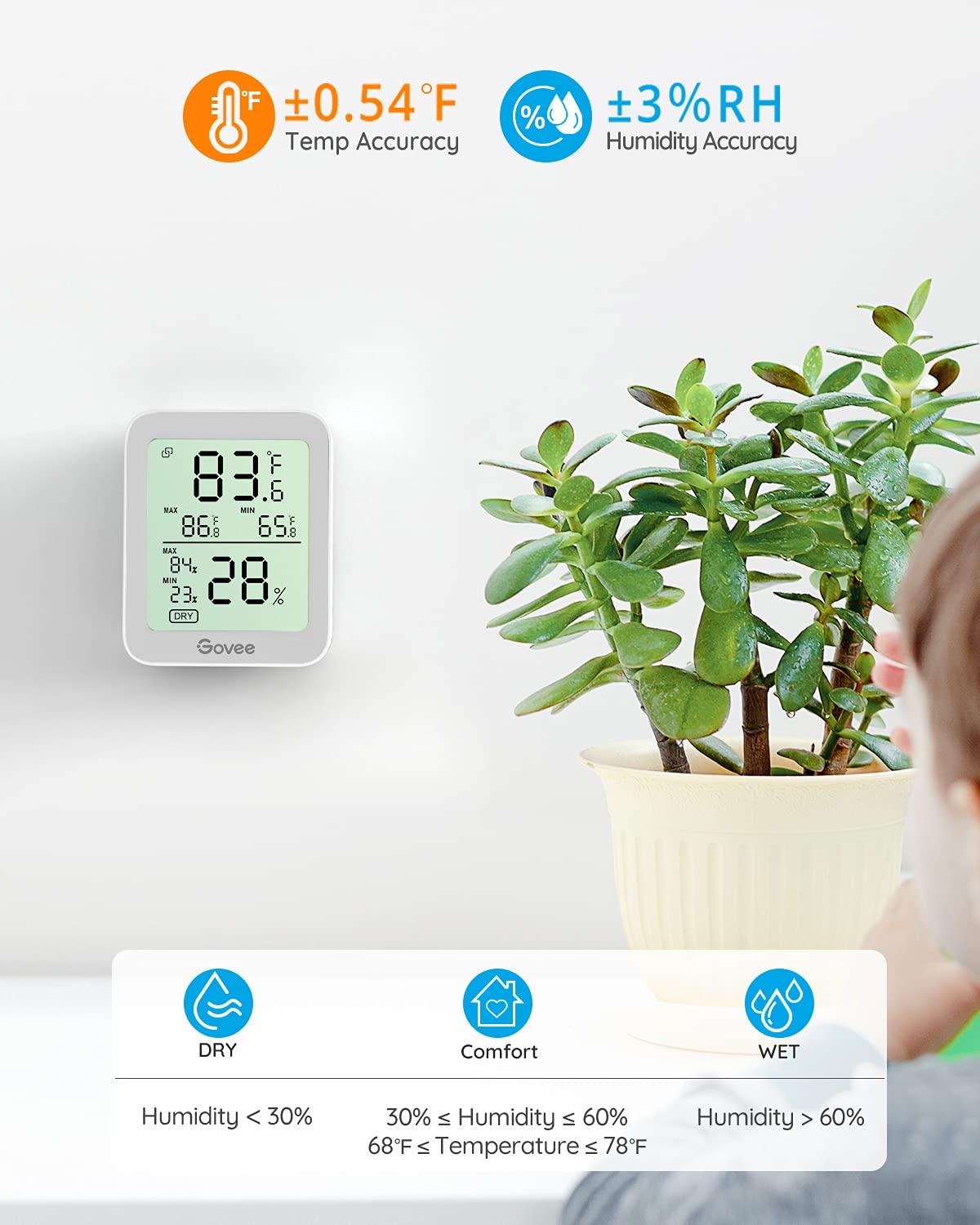 imageGovee Digital Hygrometer Indoor Thermometer Room H5075 Bluetooth Temperature Humidity Meter with 164ft Remote App Control Notification Alerts 2 Years Data Storage Export for Bedroom Wine CellarGrey