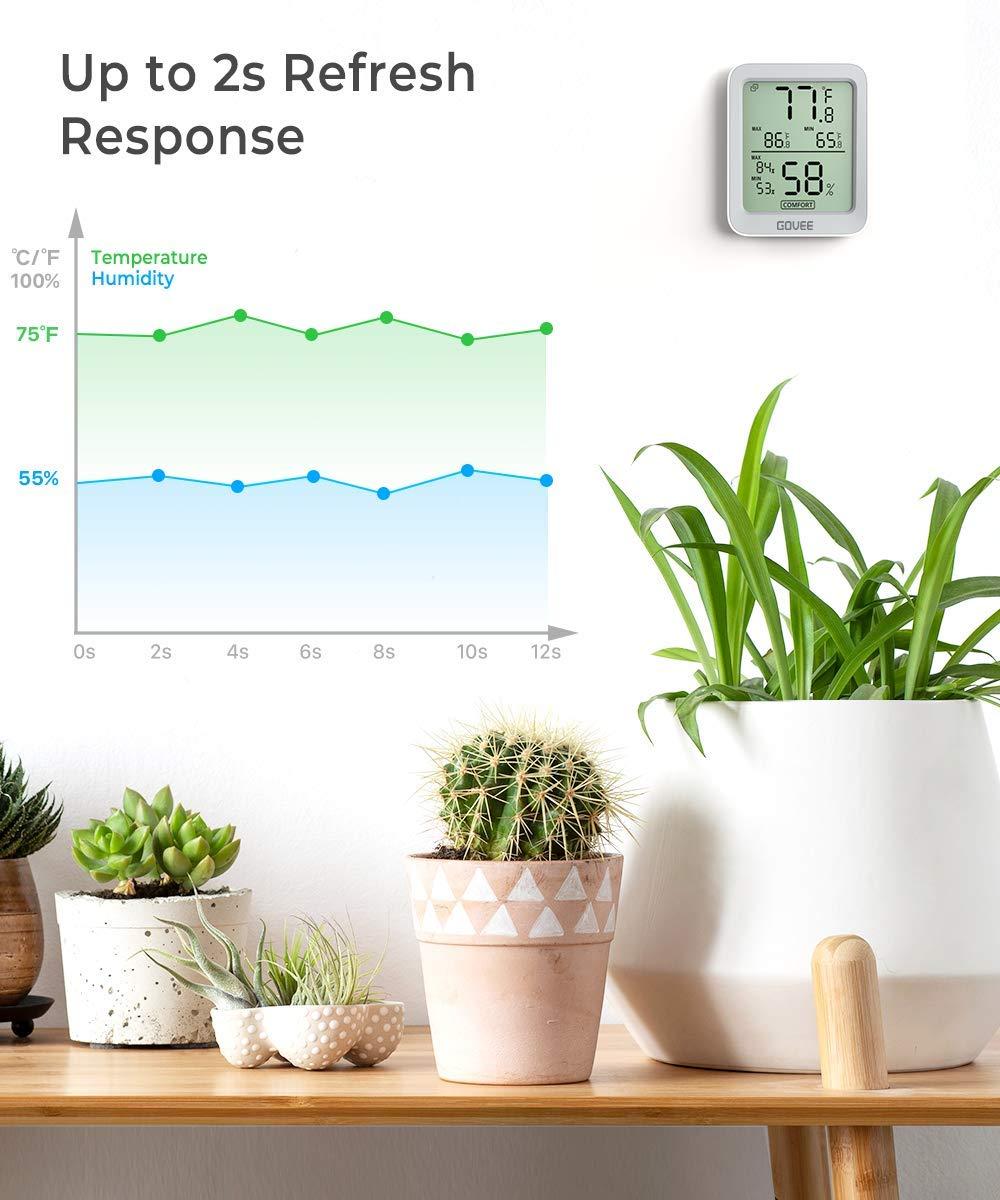 imageGovee Digital Hygrometer Indoor Thermometer Room H5075 Bluetooth Temperature Humidity Meter with 164ft Remote App Control Notification Alerts 2 Years Data Storage Export for Bedroom Wine CellarGrey