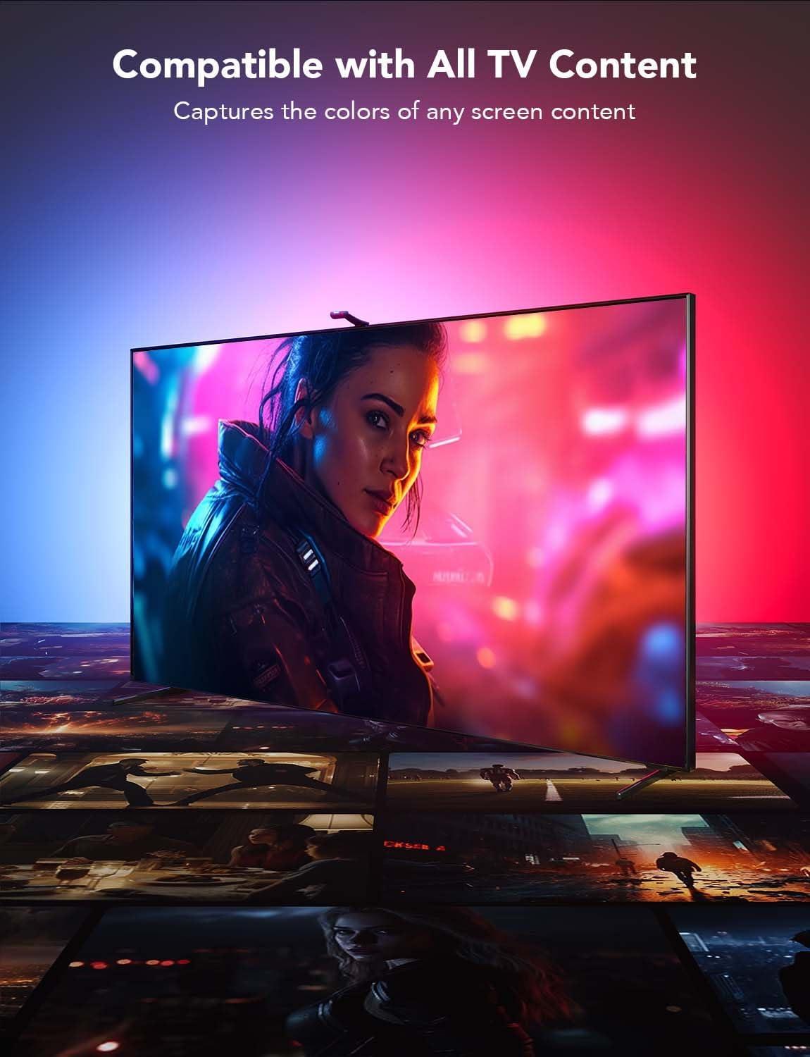 imageGovee Envisual TV LED Backlight T2 with Dual Cameras 118ft RGBIC WiFi LED Strip Lights for 5565 inch TVs Double Strip Light Beads for Home Decorations Smart App Control Music Sync164FT for 7585 TV