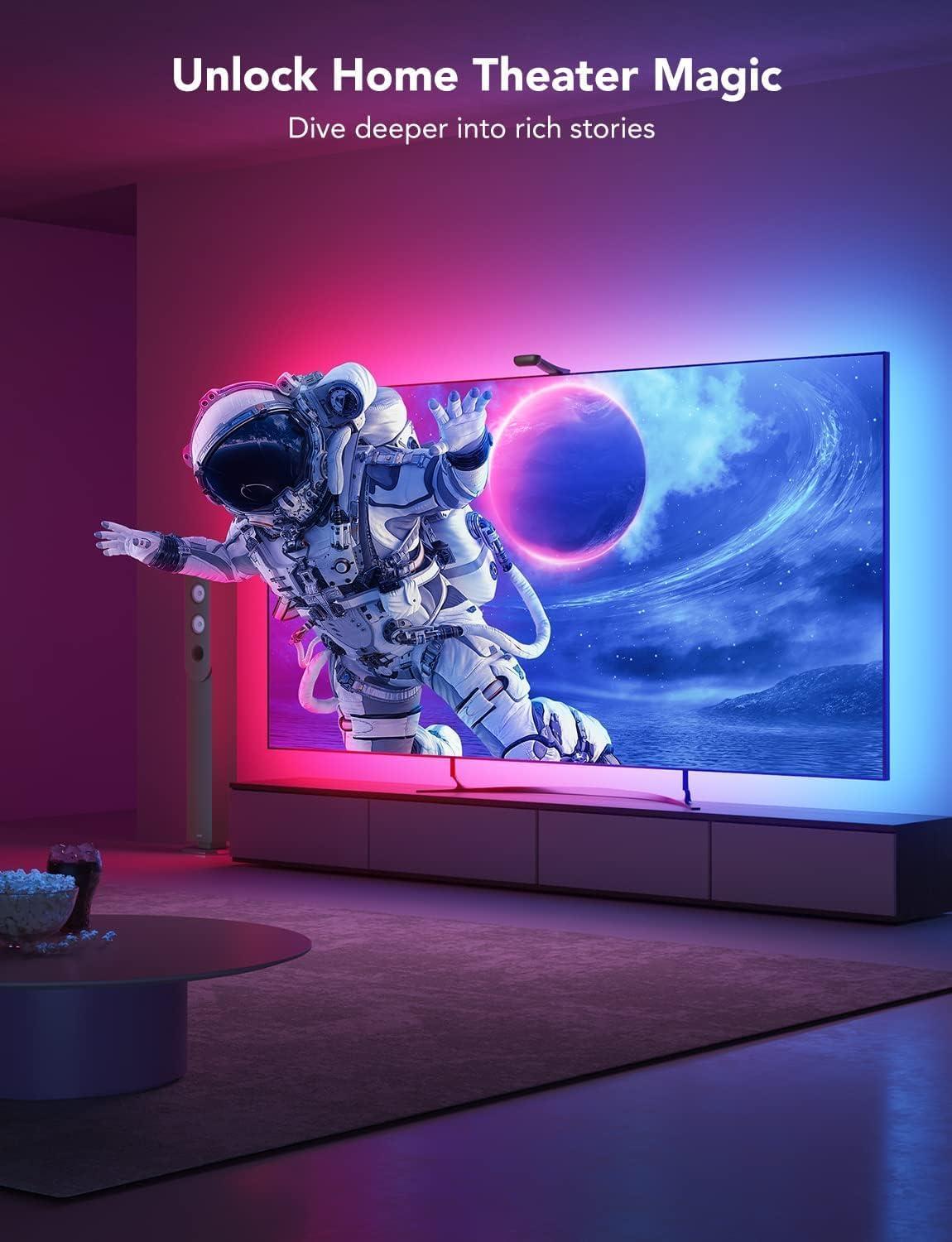 imageGovee Envisual TV LED Backlight T2 with Dual Cameras 118ft RGBIC WiFi LED Strip Lights for 5565 inch TVs Double Strip Light Beads for Home Decorations Smart App Control Music Sync21FT for 98100 TV