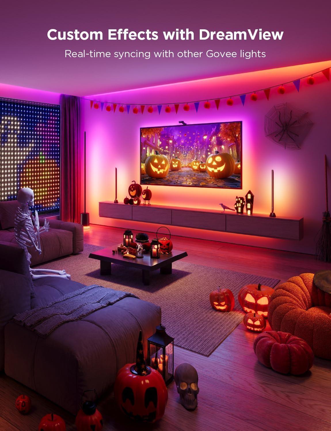imageGovee Envisual TV LED Backlight T2 with Dual Cameras 118ft RGBIC WiFi LED Strip Lights for 5565 inch TVs Double Strip Light Beads for Home Decorations Smart App Control Music Sync118FT for 5565 TV
