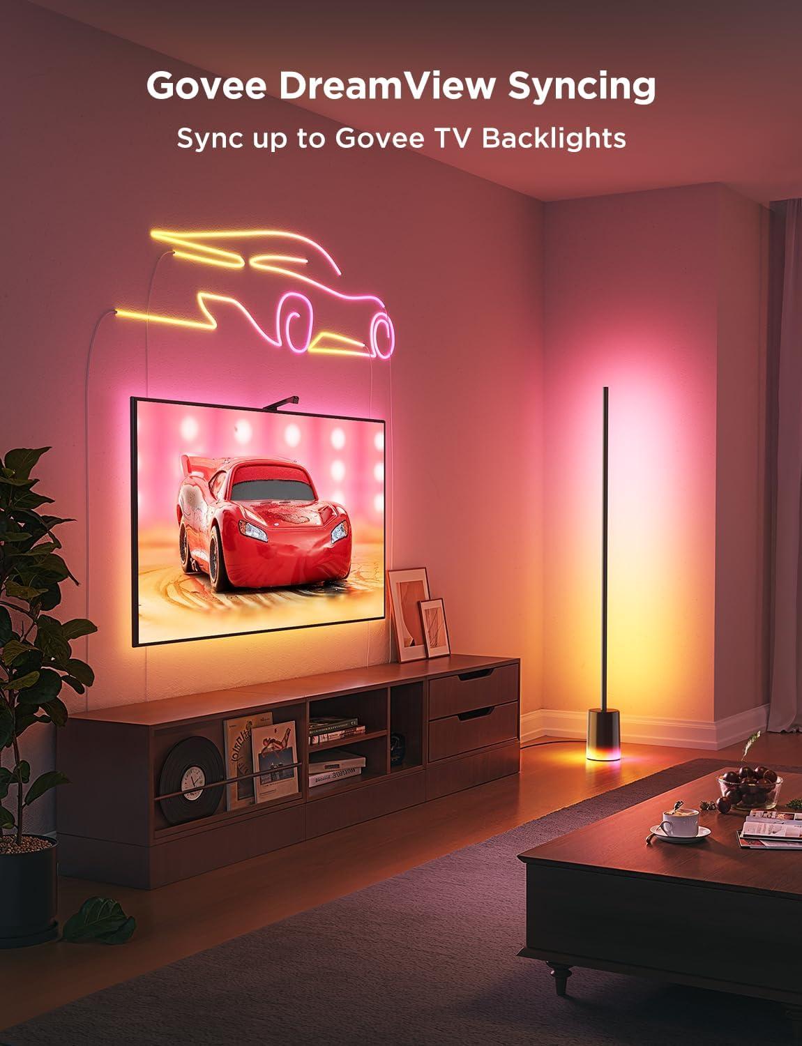 imageGovee Floor Lamp 2 with Matter RGBIC Warm Cool White LED Alexa Compatible 1725lm Music Sync Scene Modes Smart Floor Lamp for Living Room Bedroom Silver1 PackBlack