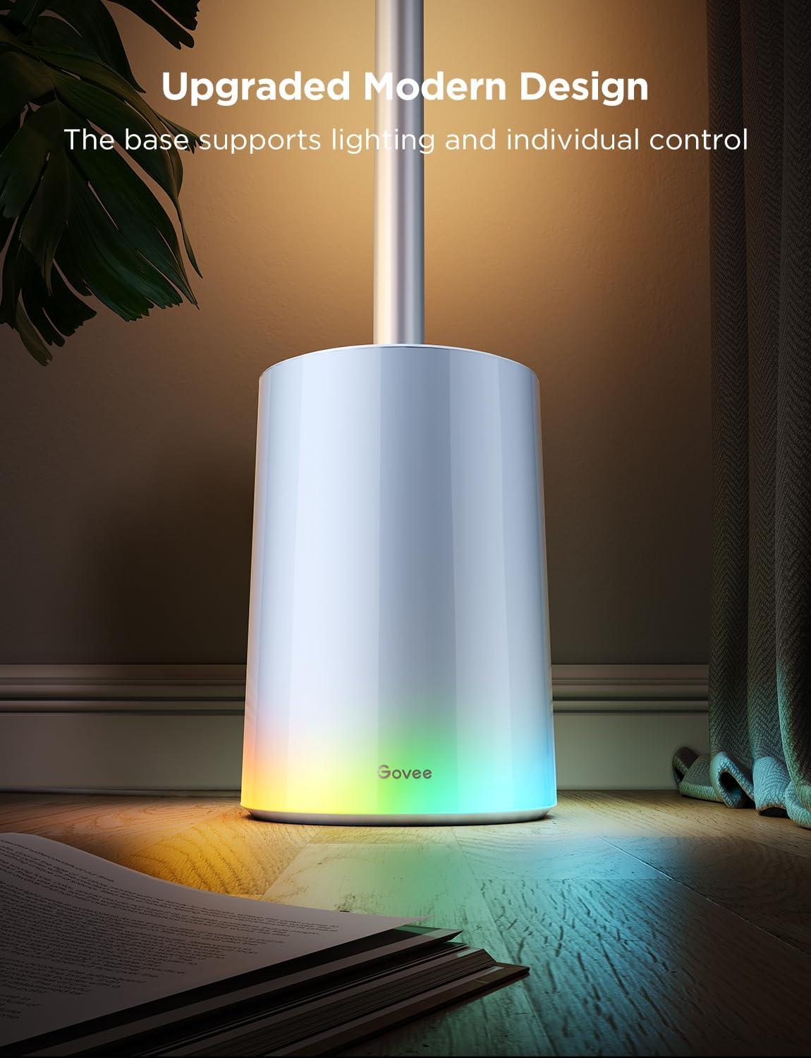 imageGovee Floor Lamp 2 with Matter RGBIC Warm Cool White LED Alexa Compatible 1725lm Music Sync Scene Modes Smart Floor Lamp for Living Room Bedroom Silver1 PackSilver