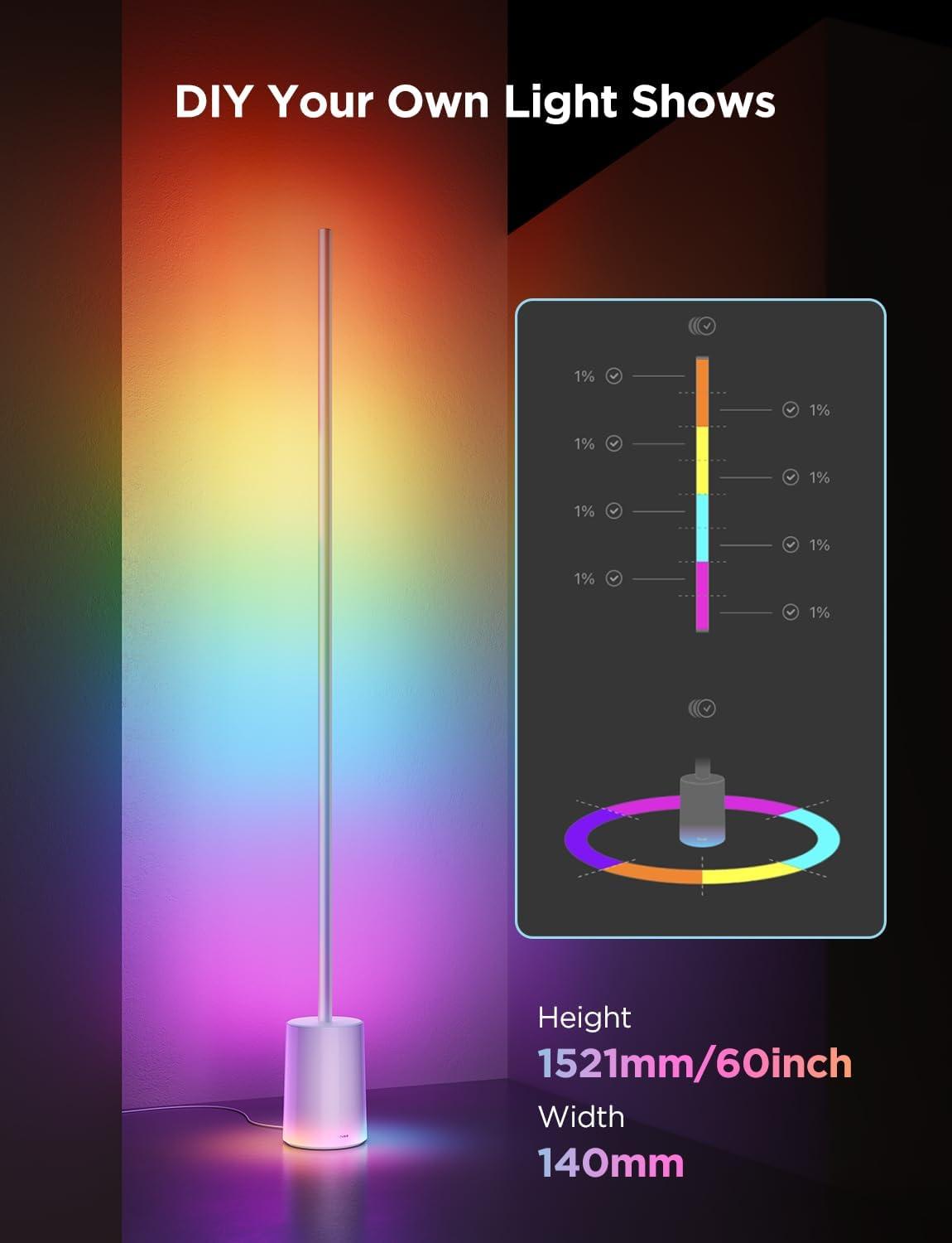 imageGovee Floor Lamp 2 with Matter RGBIC Warm Cool White LED Alexa Compatible 1725lm Music Sync Scene Modes Smart Floor Lamp for Living Room Bedroom Silver1 PackSilver