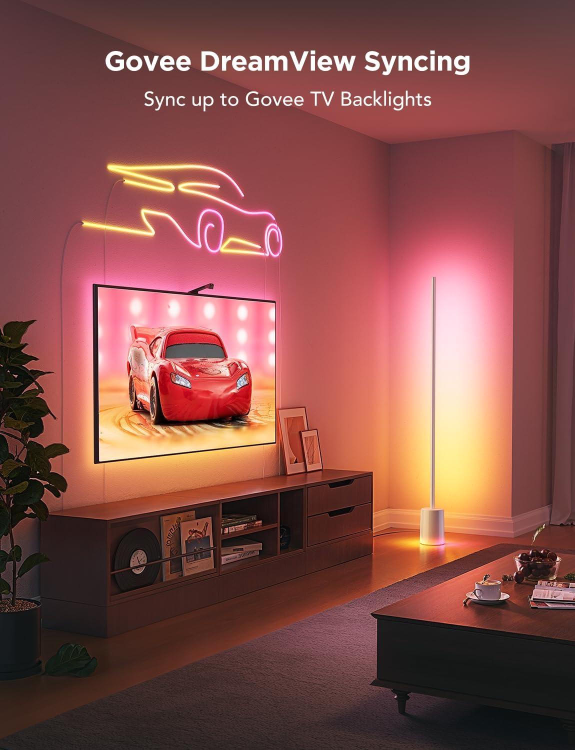 imageGovee Floor Lamp 2 with Matter RGBIC Warm Cool White LED Alexa Compatible 1725lm Music Sync Scene Modes Smart Floor Lamp for Living Room Bedroom Silver1 PackSilver