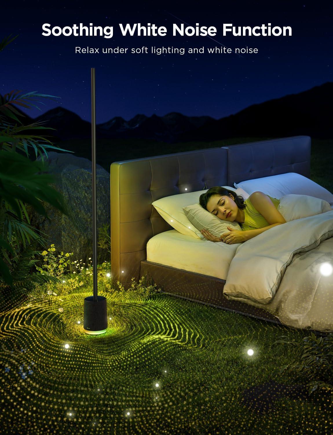 imageGovee Floor Lamp Pro RGBICWW LED Lamp with Bluetooth Speaker and White Noise 2100 Lumens Standing Lamp Works with Matter 16 Million Colors Music Sync Floor Lamp for Bedroom Living RoomBlack