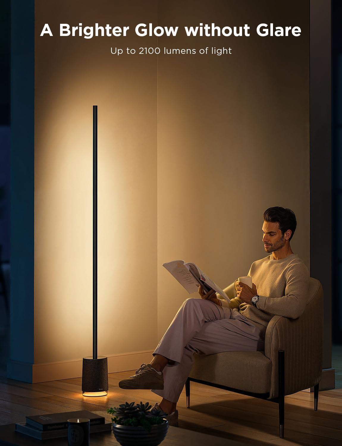 imageGovee Floor Lamp Pro RGBICWW LED Lamp with Bluetooth Speaker and White Noise 2100 Lumens Standing Lamp Works with Matter 16 Million Colors Music Sync Floor Lamp for Bedroom Living RoomBlack