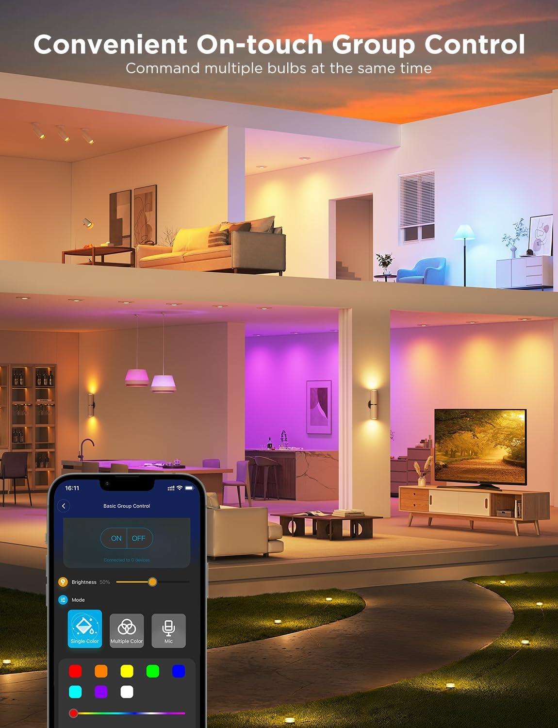 imageGovee GU10 Smart Bulb Matter RGBWW Light Bulb Work with Alexa Google Assistant WiFi ampamp Bluetooth Color Changing MR16 LED Bulbs 64 Dynamic Scenes Syncs with Music 4 Pack 400LM GU10 Base