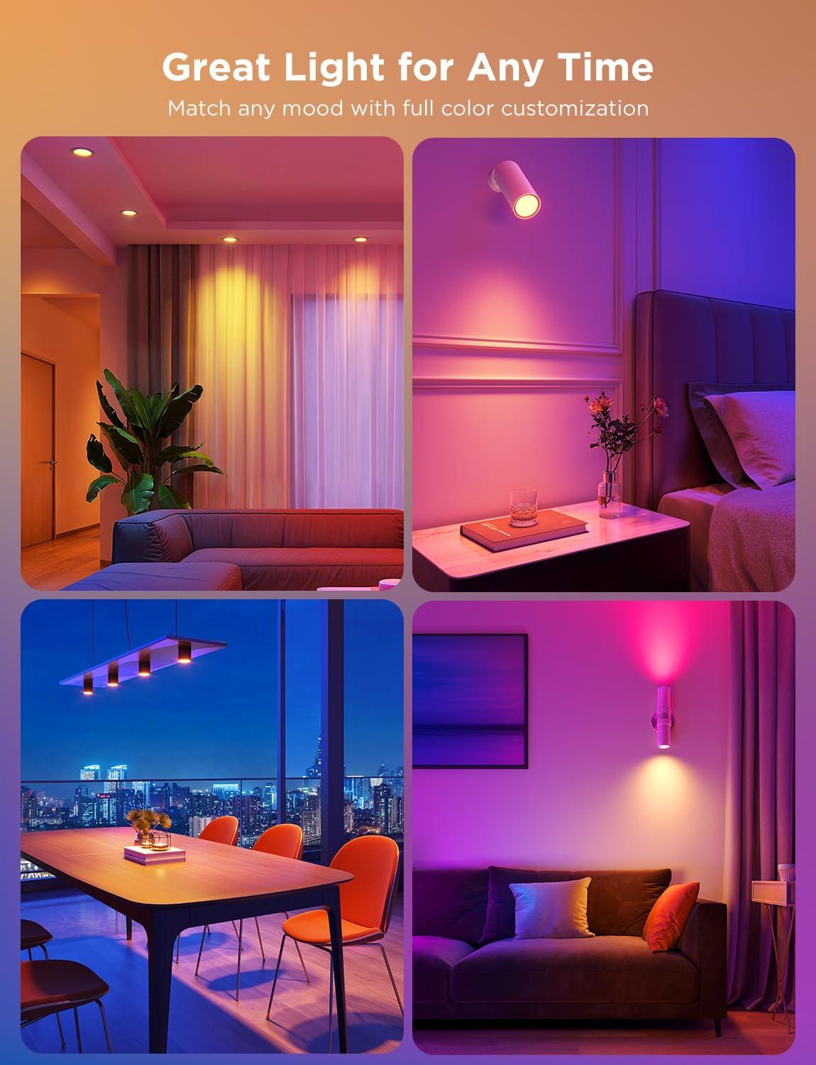 imageGovee GU10 Smart Bulb Matter RGBWW Light Bulb Work with Alexa Google Assistant WiFi ampamp Bluetooth Color Changing MR16 LED Bulbs 64 Dynamic Scenes Syncs with Music 4 Pack 400LM GU10 Base