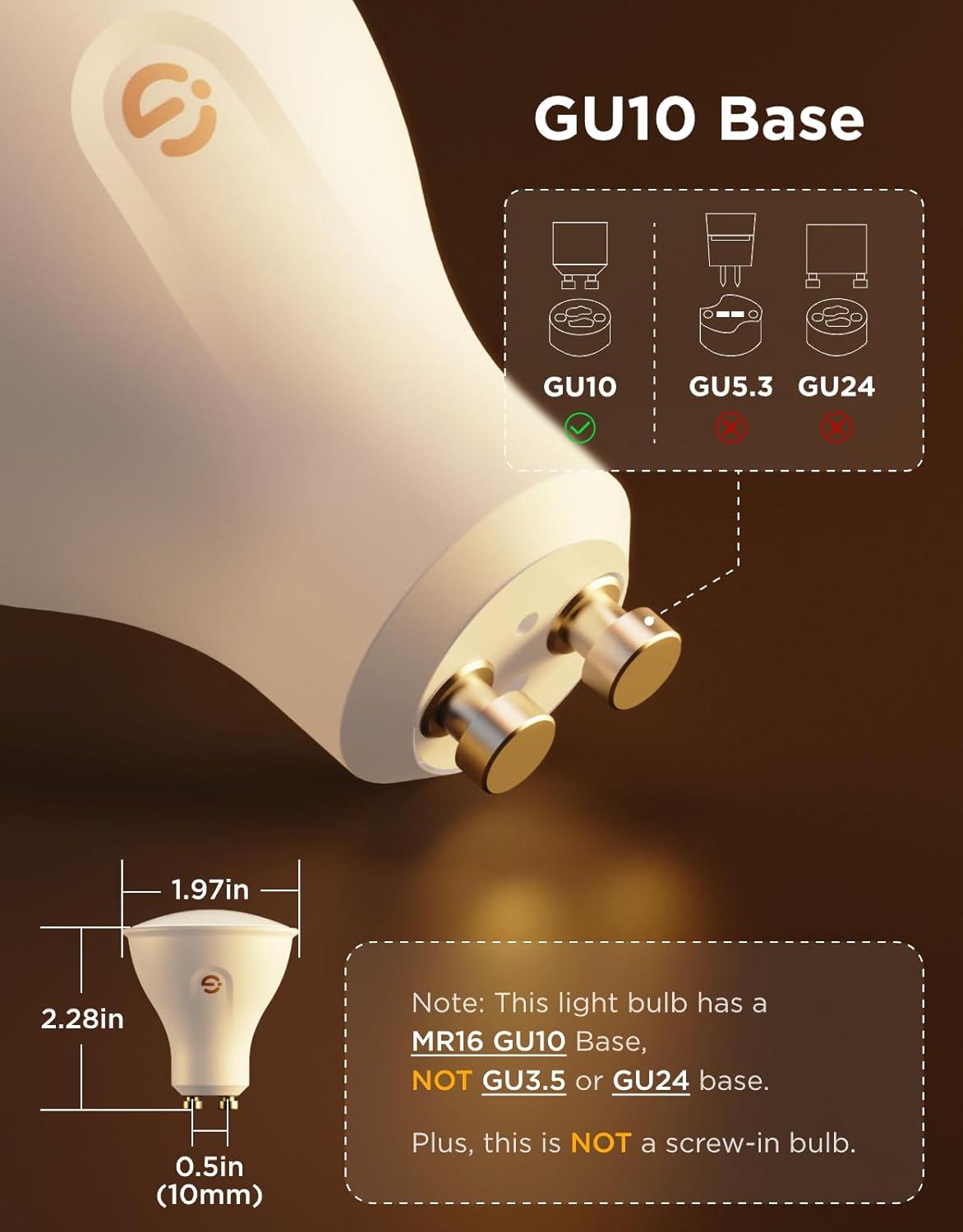 imageGovee GU10 Smart Bulb Matter RGBWW Light Bulb Work with Alexa Google Assistant WiFi ampamp Bluetooth Color Changing MR16 LED Bulbs 64 Dynamic Scenes Syncs with Music 4 Pack 400LM GU10 Base