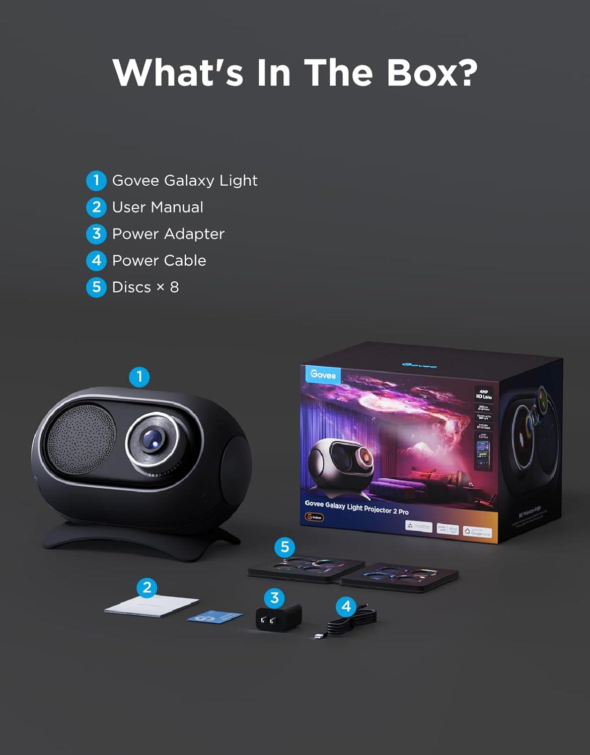 imageGovee Galaxy Light Star Projector 2 Pro 4 Megapixel HD Lens Planetarium Projector work with Matter Night Light Projector with 20 Preset Scenes Star LED Lights Projector Room Decor Gift for Kids