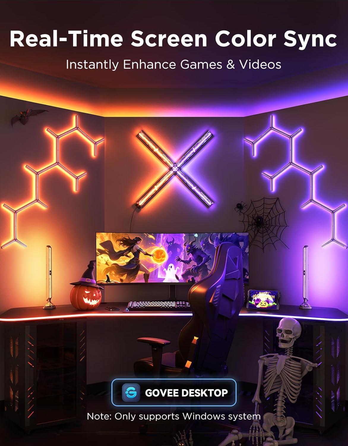 imageGovee Gaming Light Bars Pro Upgraded 16Inch Smart TripleSided RGBIC Illumination WiFi LED Gaming Lights Music Sync ampamp 60 Scene Modes Works with Alexa ampamp Google Home Game Room Decor