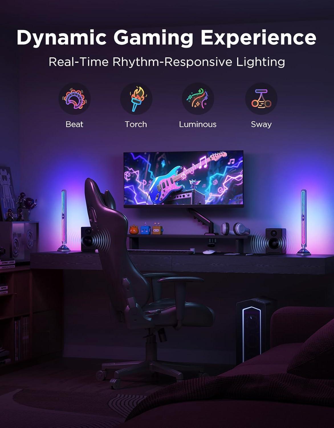 imageGovee Gaming Light Bars Pro Upgraded 16Inch Smart TripleSided RGBIC Illumination WiFi LED Gaming Lights Music Sync ampamp 60 Scene Modes Works with Alexa ampamp Google Home Game Room Decor