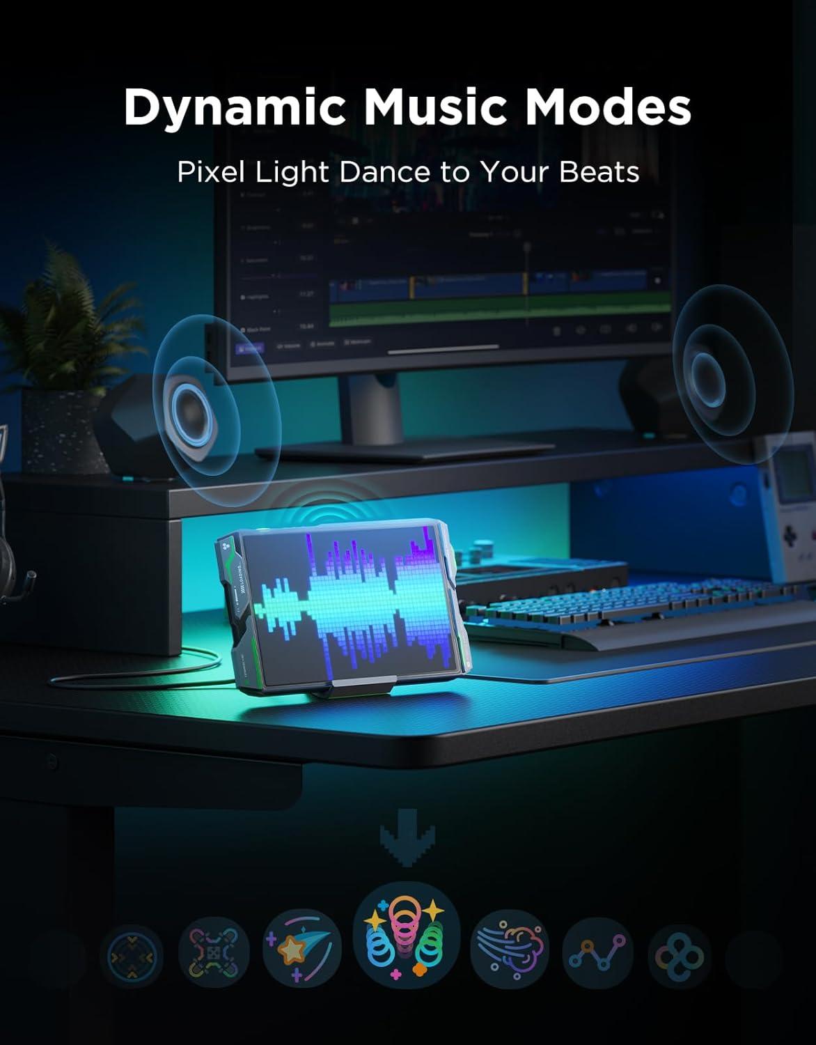 imageGovee Gaming Pixel Light RGBIC LED Panel with Realtime Info Display 150 Scene Modes ampamp DIY Options Smart Pixel Lights WiFi Only Works with Alexa Ideal for Game Room Decor 52x32 Pixels1047591