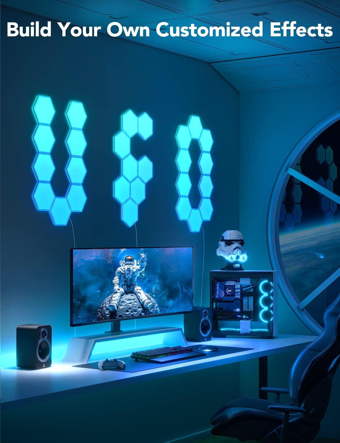 imageGovee Glide Hexa Light Panels RGBIC Hexagon LED Wall Lights WiFi Smart Home Creative Wall Lights with Music Sync Works with Alexa Google Assistant for Indoor Gaming Decor 10 Pack10 panels