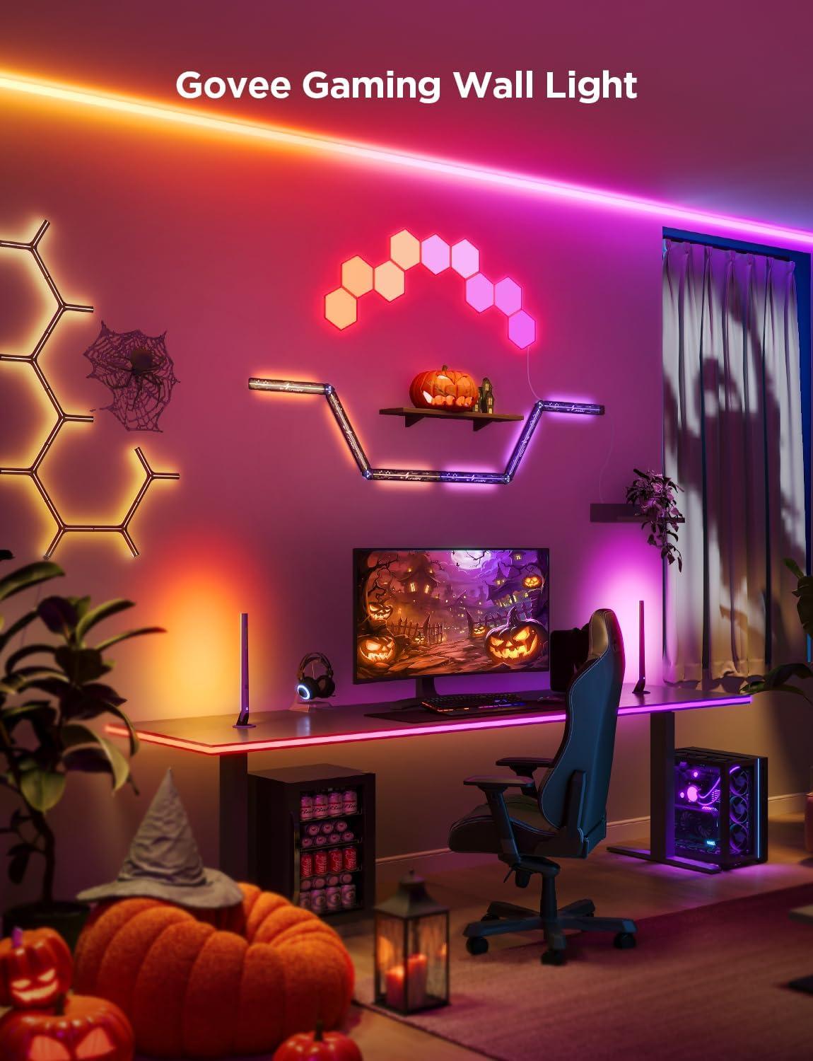 imageGovee Glide Hexa Light Panels RGBIC Hexagon LED Wall Lights WiFi Smart Home Creative Wall Lights with Music Sync Works with Alexa Google Assistant for Indoor Gaming Decor 10 Pack10 panels