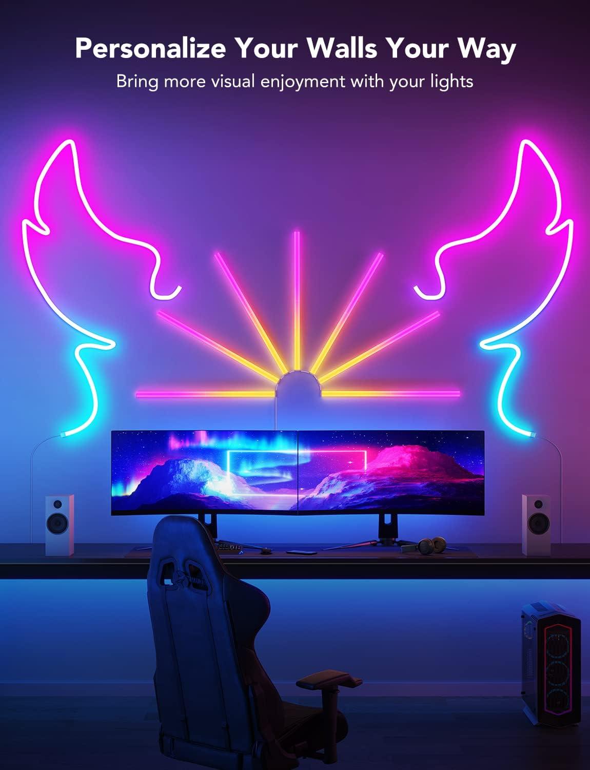 imageGovee Glide LED Wall Lights RGBIC Wall Lights Works with Alexa and Google Assistant Smart Glide Lively Light Bars for Gaming Room and Streaming Multicolor Glide Sconces 6 pcs14 Pcs