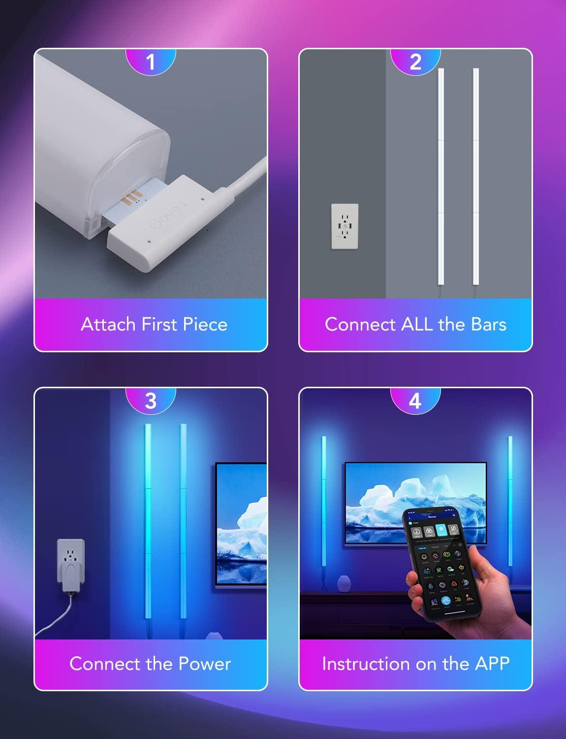 imageGovee Glide LED Wall Lights RGBIC Wall Lights Works with Alexa and Google Assistant Smart Glide Lively Light Bars for Gaming Room and Streaming Multicolor Glide Sconces 6 pcs6 Pcs