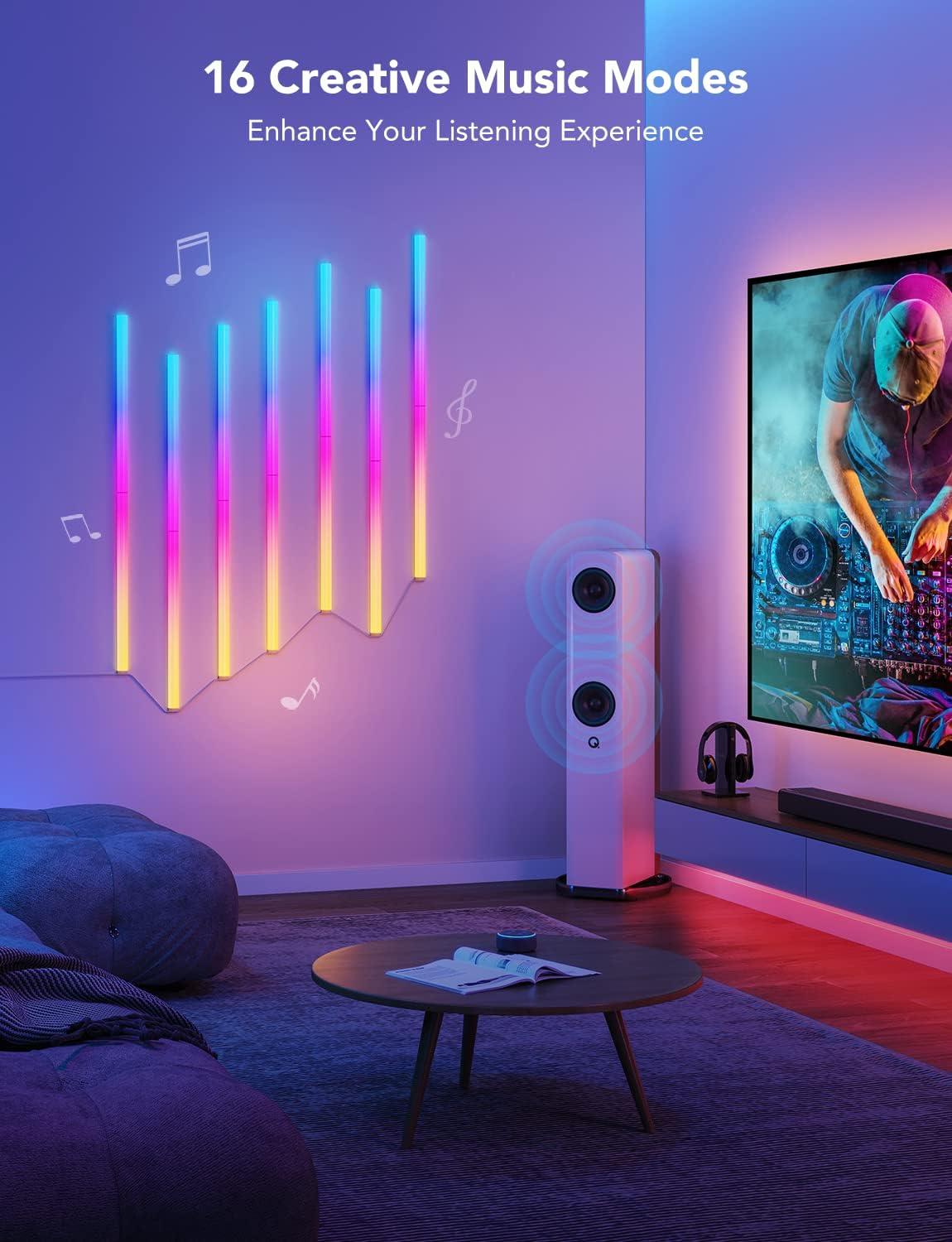 imageGovee Glide LED Wall Lights RGBIC Wall Lights Works with Alexa and Google Assistant Smart Glide Lively Light Bars for Gaming Room and Streaming Multicolor Glide Sconces 6 pcs14 Pcs