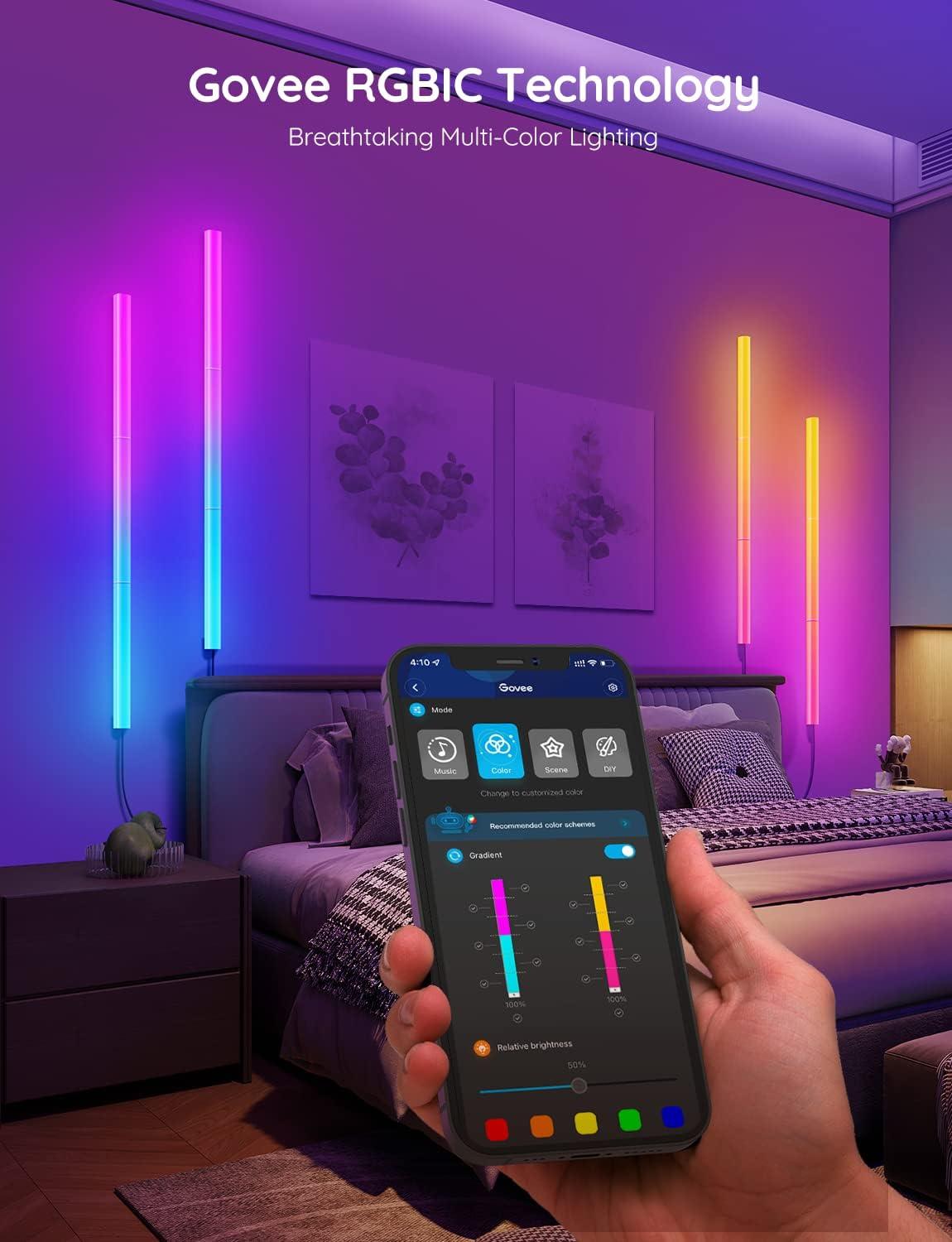 imageGovee Glide LED Wall Lights RGBIC Wall Lights Works with Alexa and Google Assistant Smart Glide Lively Light Bars for Gaming Room and Streaming Multicolor Glide Sconces 6 pcs6 Pcs
