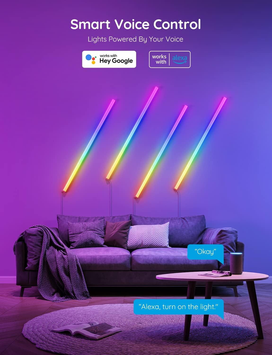 imageGovee Glide LED Wall Lights RGBIC Wall Lights Works with Alexa and Google Assistant Smart Glide Lively Light Bars for Gaming Room and Streaming Multicolor Glide Sconces 6 pcs6 Pcs