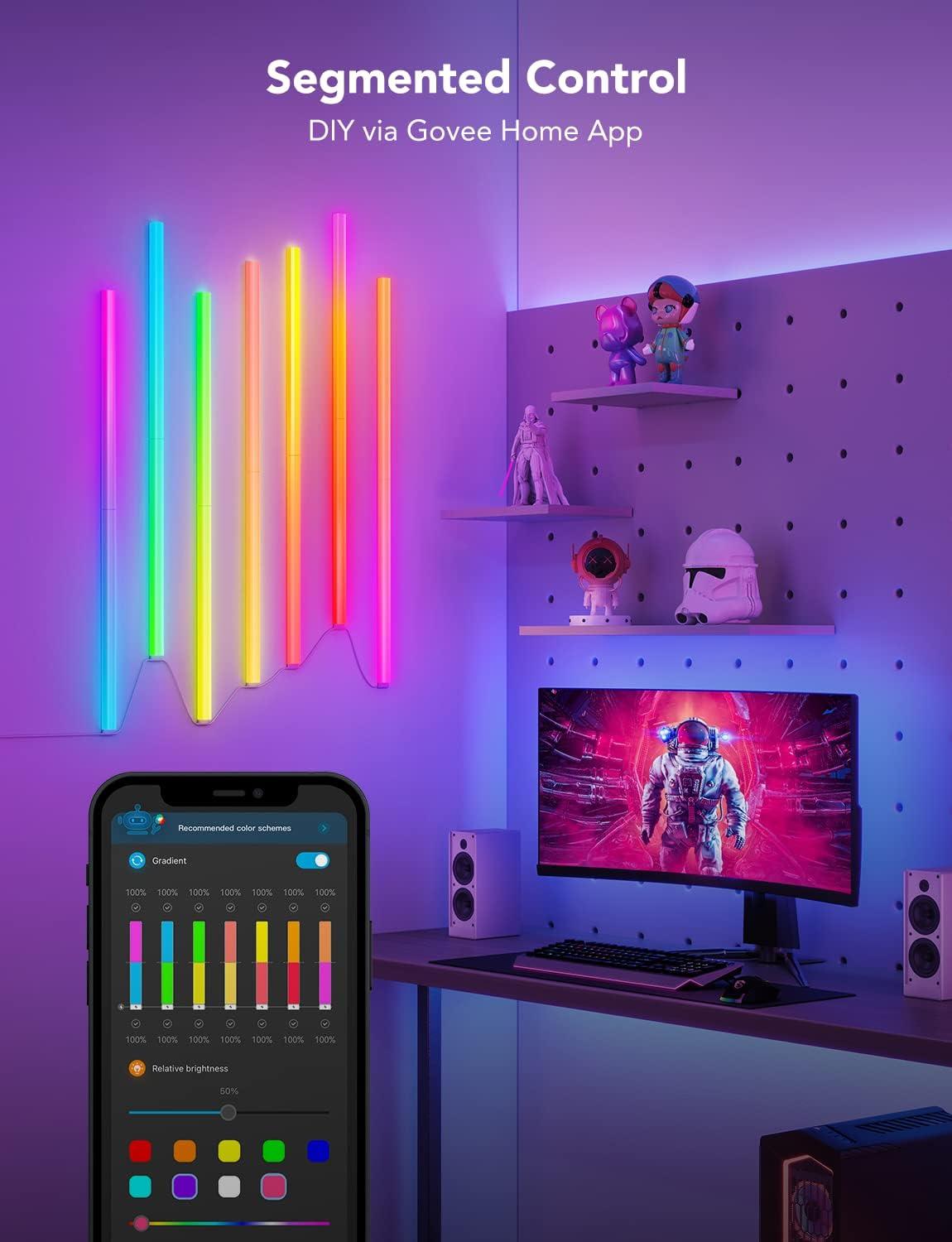 imageGovee Glide LED Wall Lights RGBIC Wall Lights Works with Alexa and Google Assistant Smart Glide Lively Light Bars for Gaming Room and Streaming Multicolor Glide Sconces 6 pcs14 Pcs