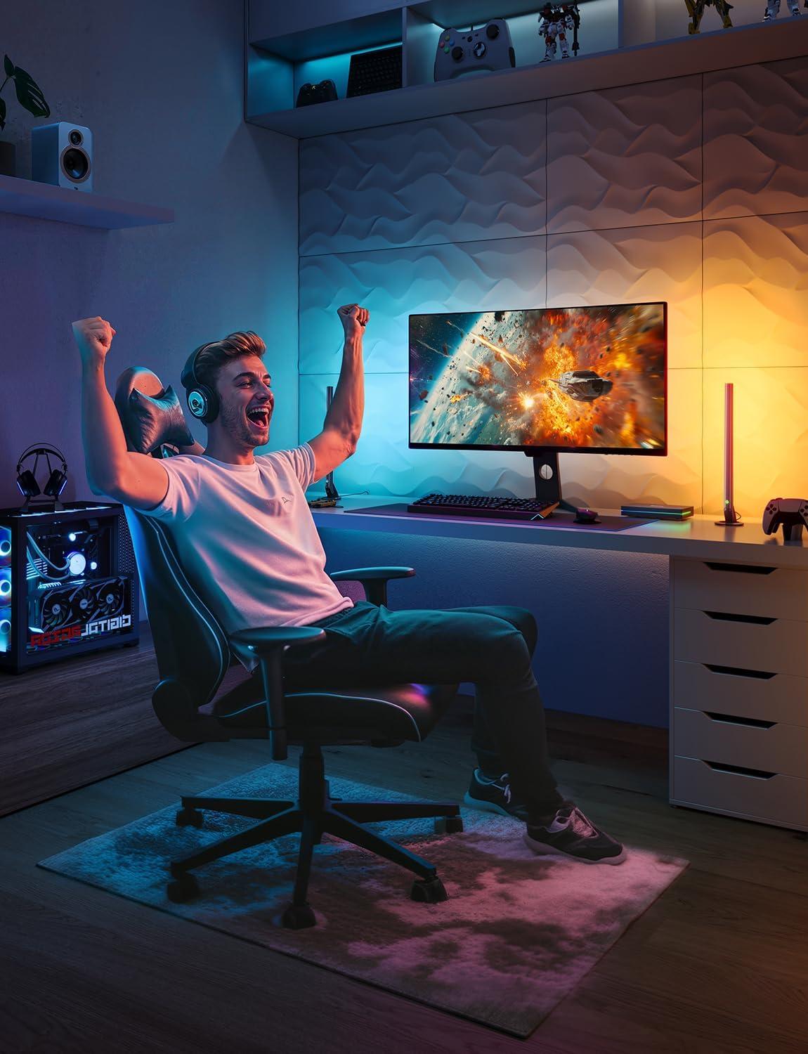 imageGovee HDMI 21 Sync Box Kit 2 Includes AI Sync Box Light Bars and Monitor Backlight Supports 8K60Hz 4K144Hz VRR and ALLM Works with Matter and Alexa RGBIC Light Strip for 2734 inch Monitor