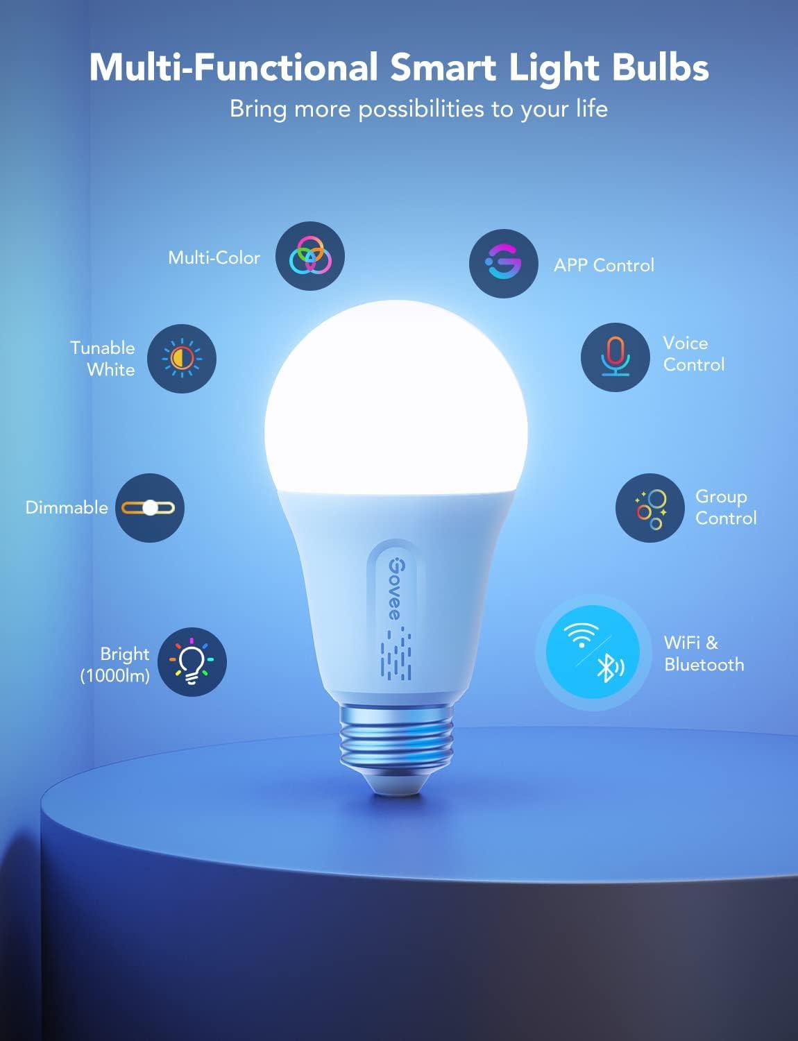 imageGovee LED Smart Light Bulbs 1000LM Color Changing Light Bulb WiFi ampamp Bluetooth Light Bulbs Work with Alexa and Google Assistant Dimmable RGBWW A19 75W Equivalent Smart Bulbs 2 Pack8