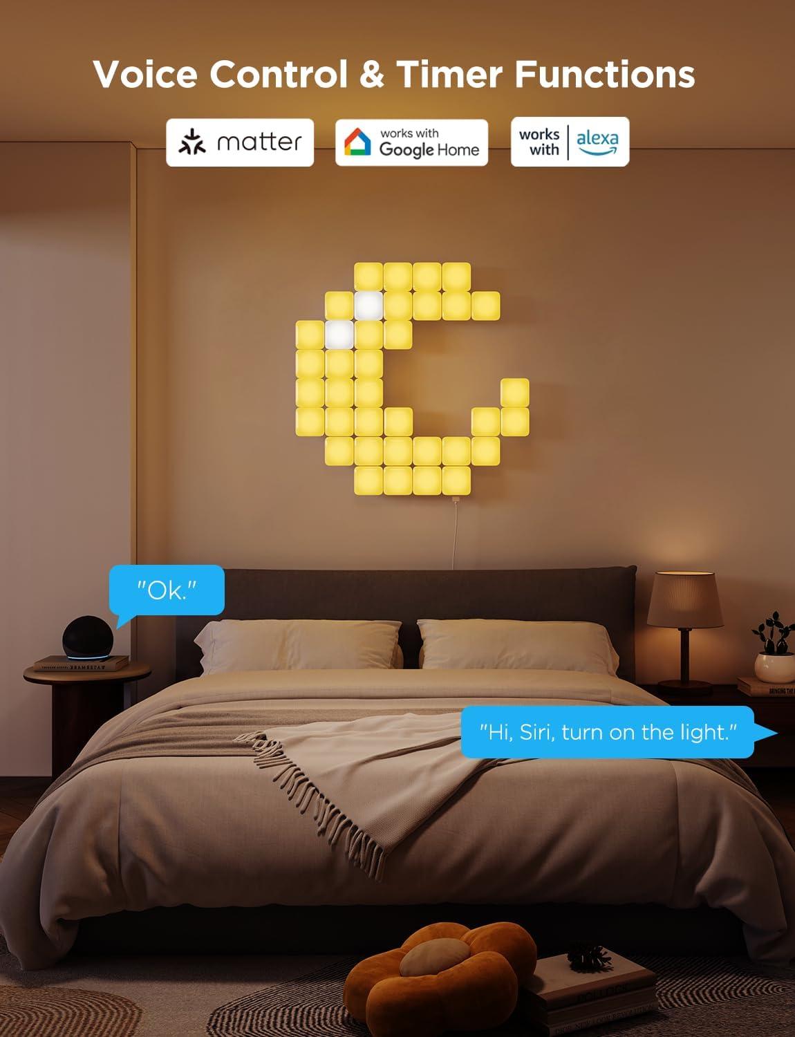 imageGovee Mini Panel Lights RGBIC Wall Lights Smart LED Wall Panels Works with Matter Alexa Google Assistant Sync with Music DIY Gaming Light for Home Decor Office Bedroom 20 Pcs10 Pcs