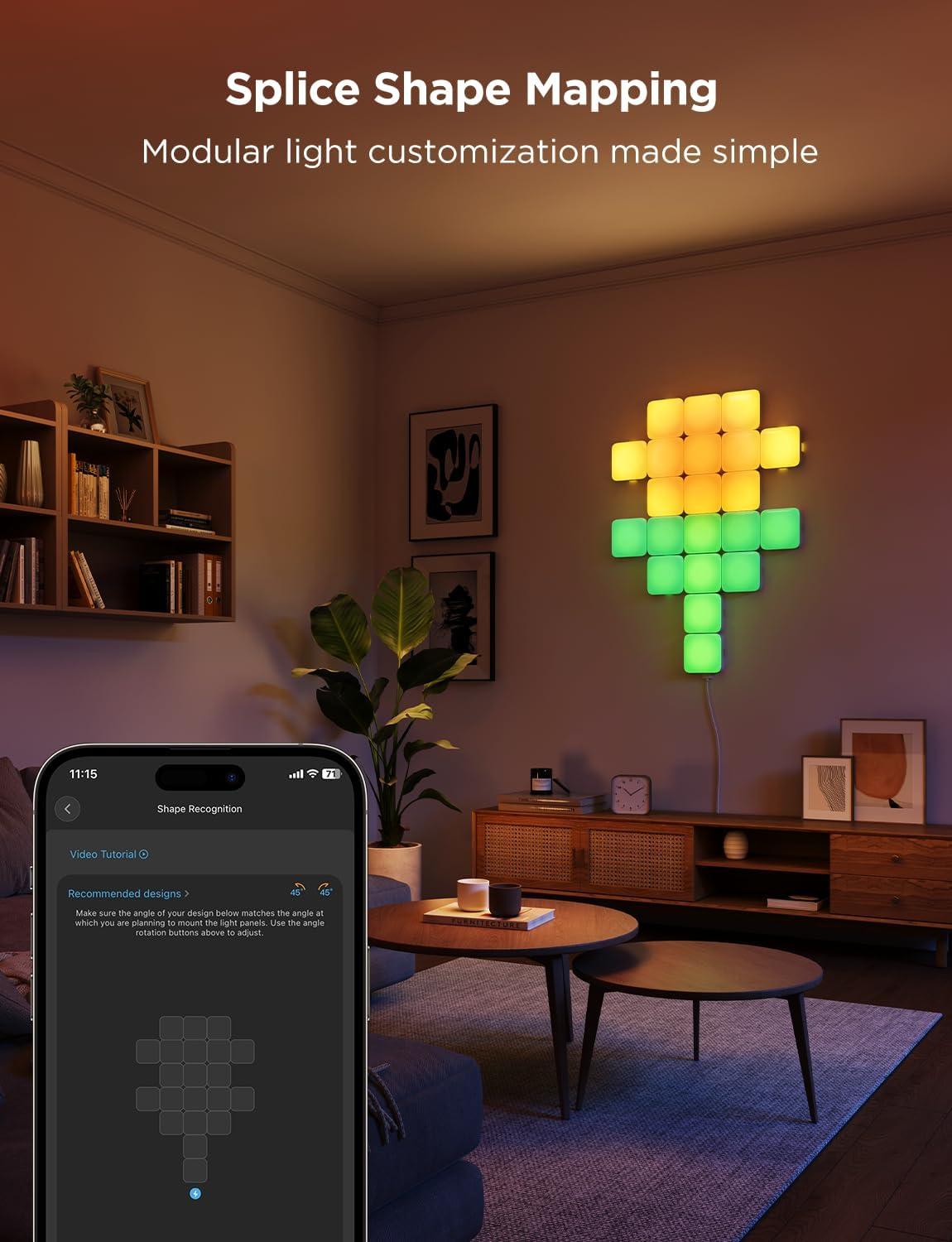 imageGovee Mini Panel Lights RGBIC Wall Lights Smart LED Wall Panels Works with Matter Alexa Google Assistant Sync with Music DIY Gaming Light for Home Decor Office Bedroom 20 Pcs10 Pcs