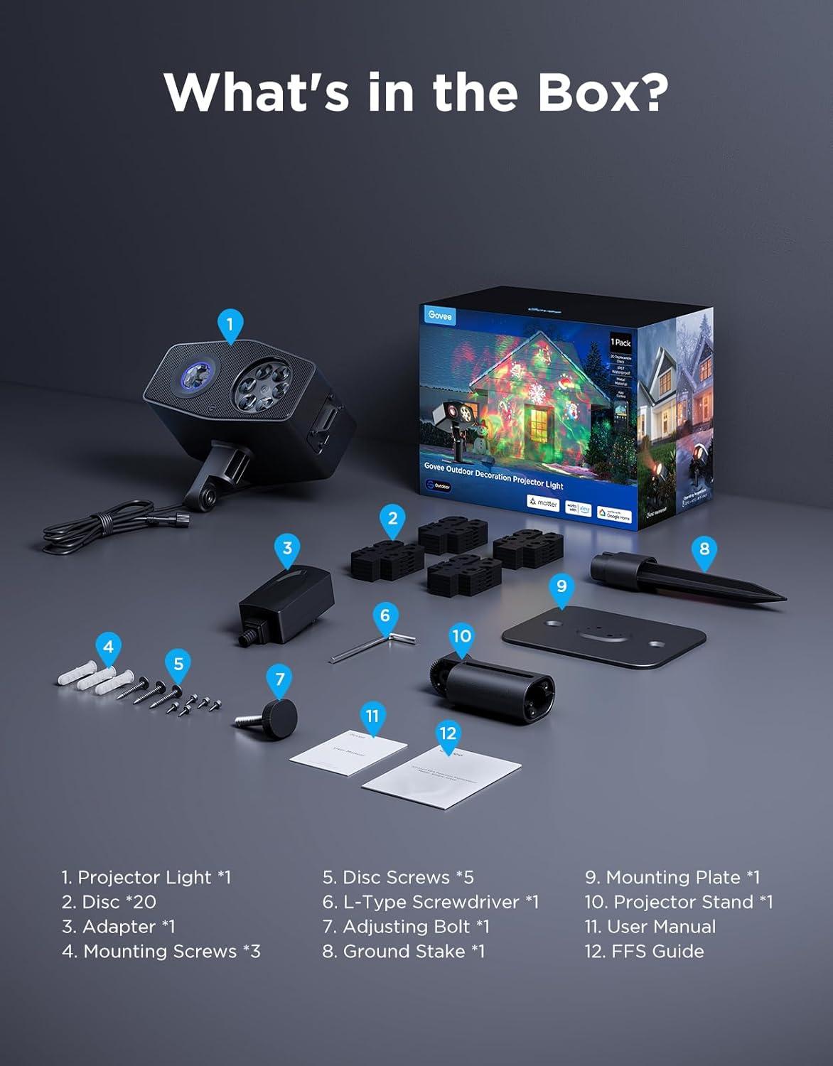 imageGovee Outdoor Decoration Projector Light 20W LED Snowflake Projector IP67 Waterproof 180 Rotation 20 HD Effects ampamp 58 Scene Modes with App Control Works with Alexa Google Assistant Matter