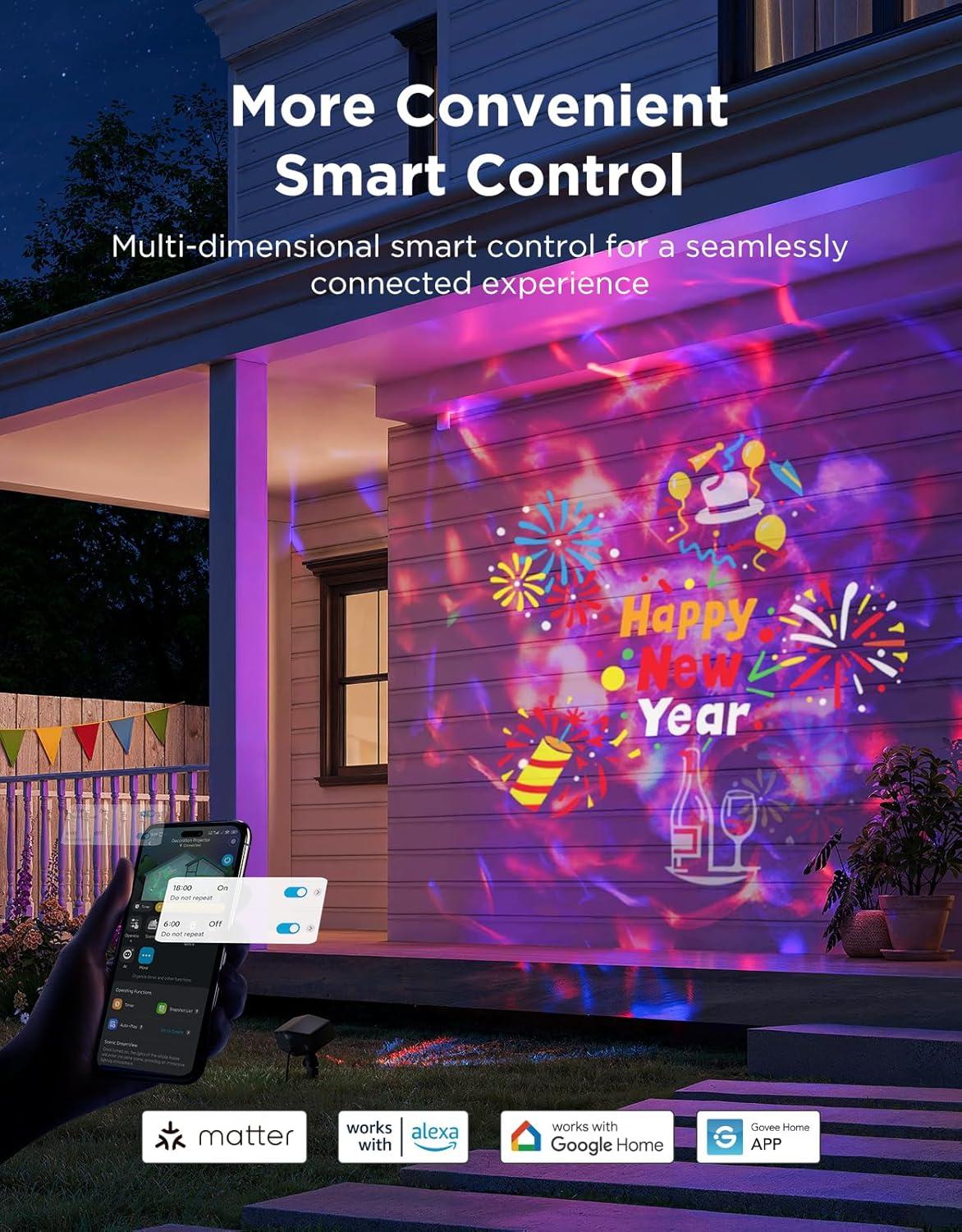 imageGovee Outdoor Decoration Projector Light 20W LED Snowflake Projector IP67 Waterproof 180 Rotation 20 HD Effects ampamp 58 Scene Modes with App Control Works with Alexa Google Assistant Matter